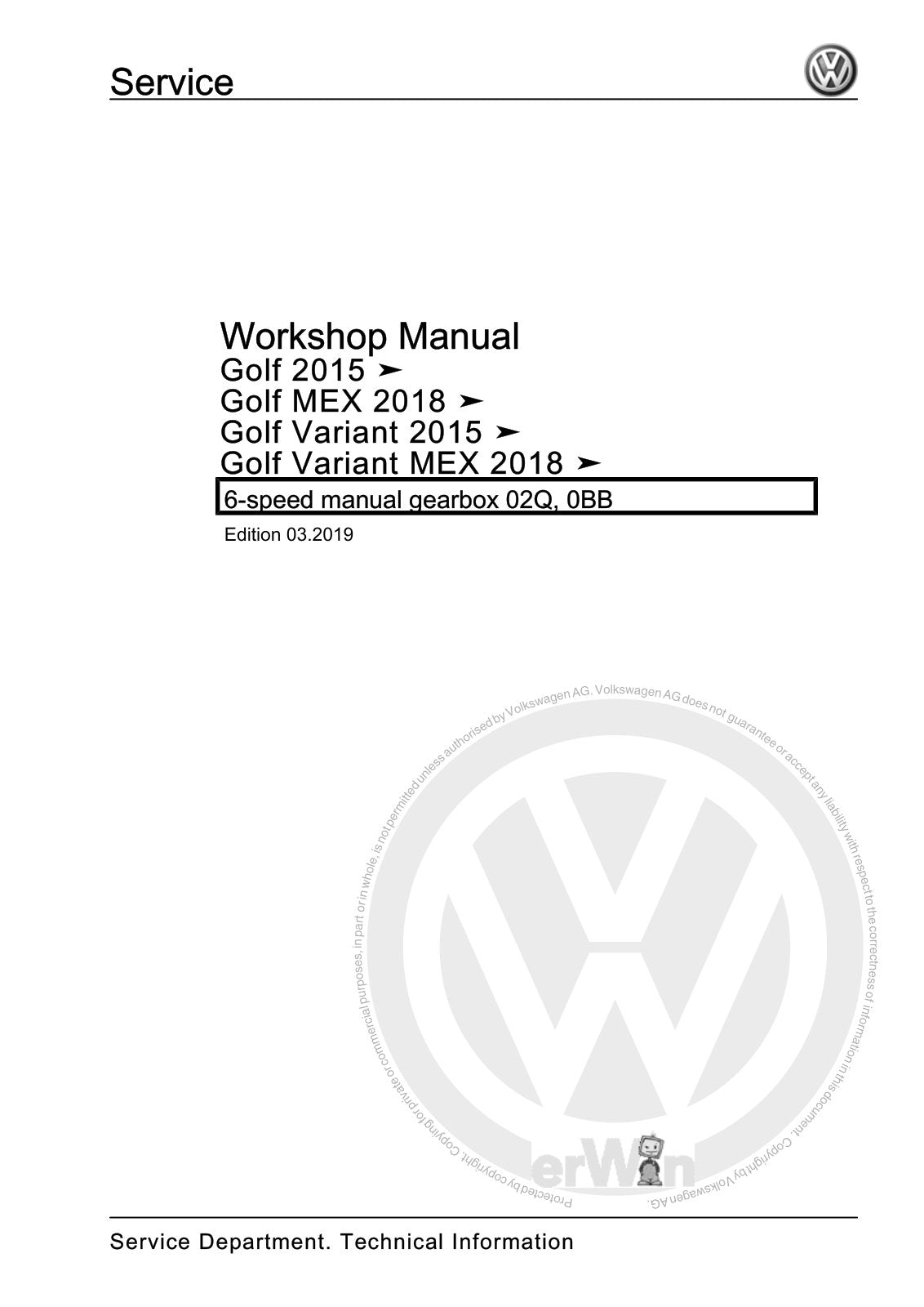 Workshop manual sample — cover (page 1)