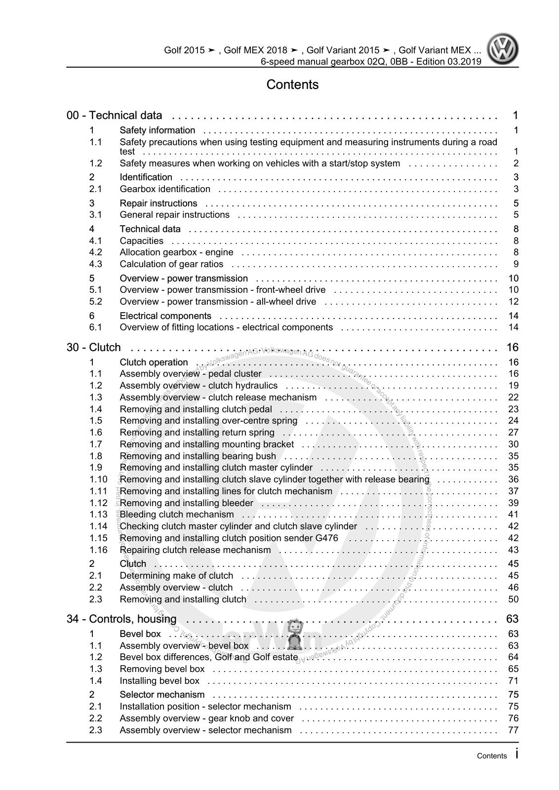 Workshop manual sample — contents/overview (page 3)