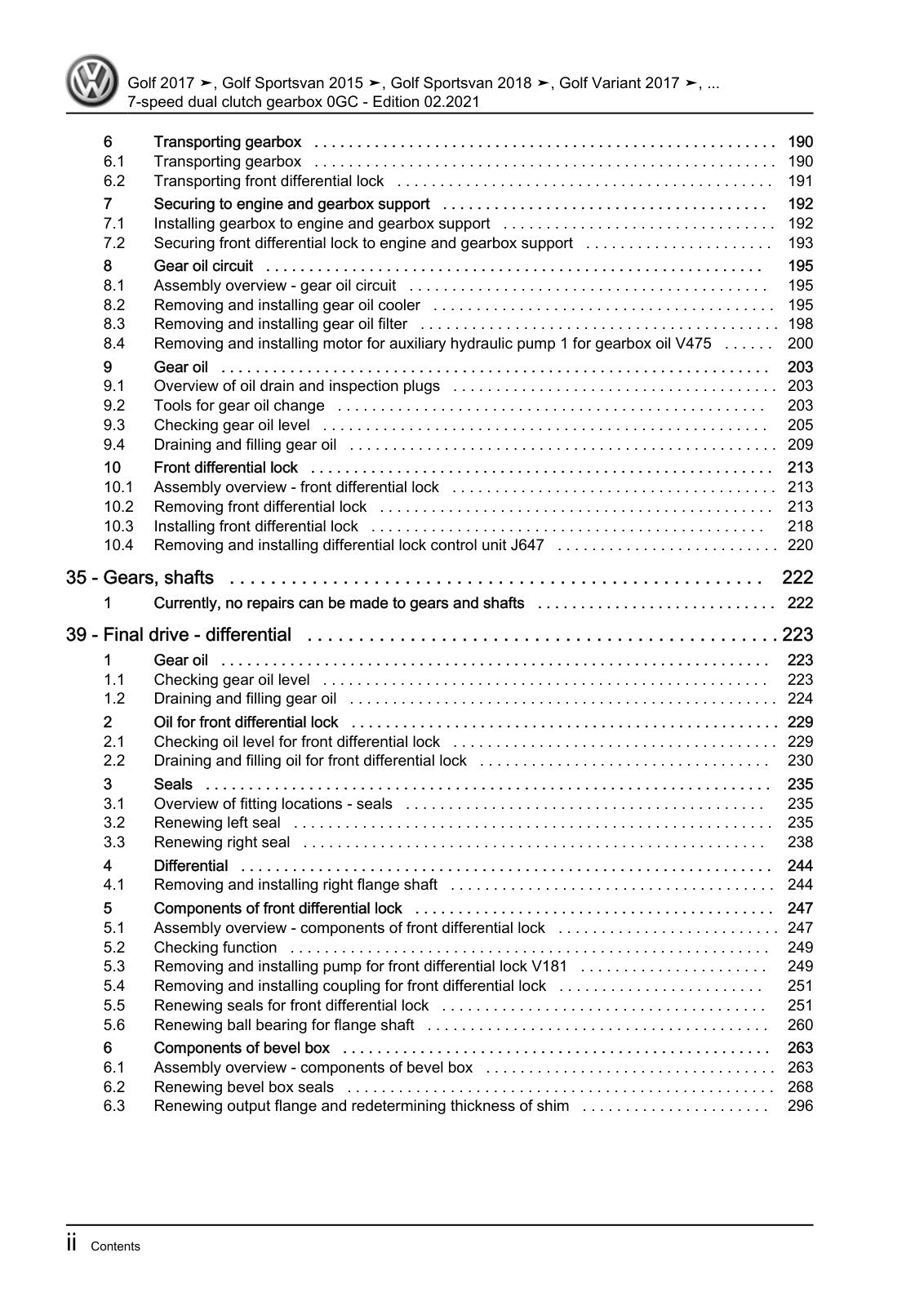 Workshop manual sample — contents/overview (page 4)