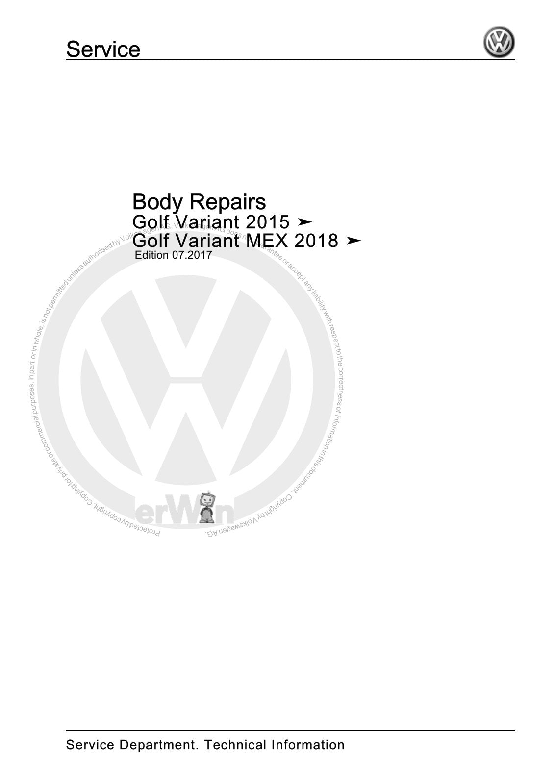 Workshop manual sample — cover (page 1)