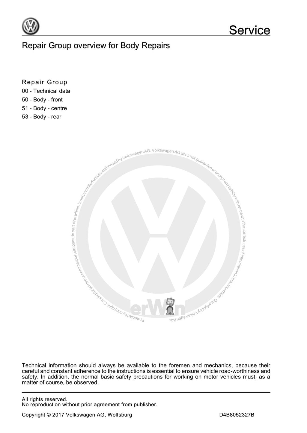 Workshop manual sample — contents/overview (page 2)