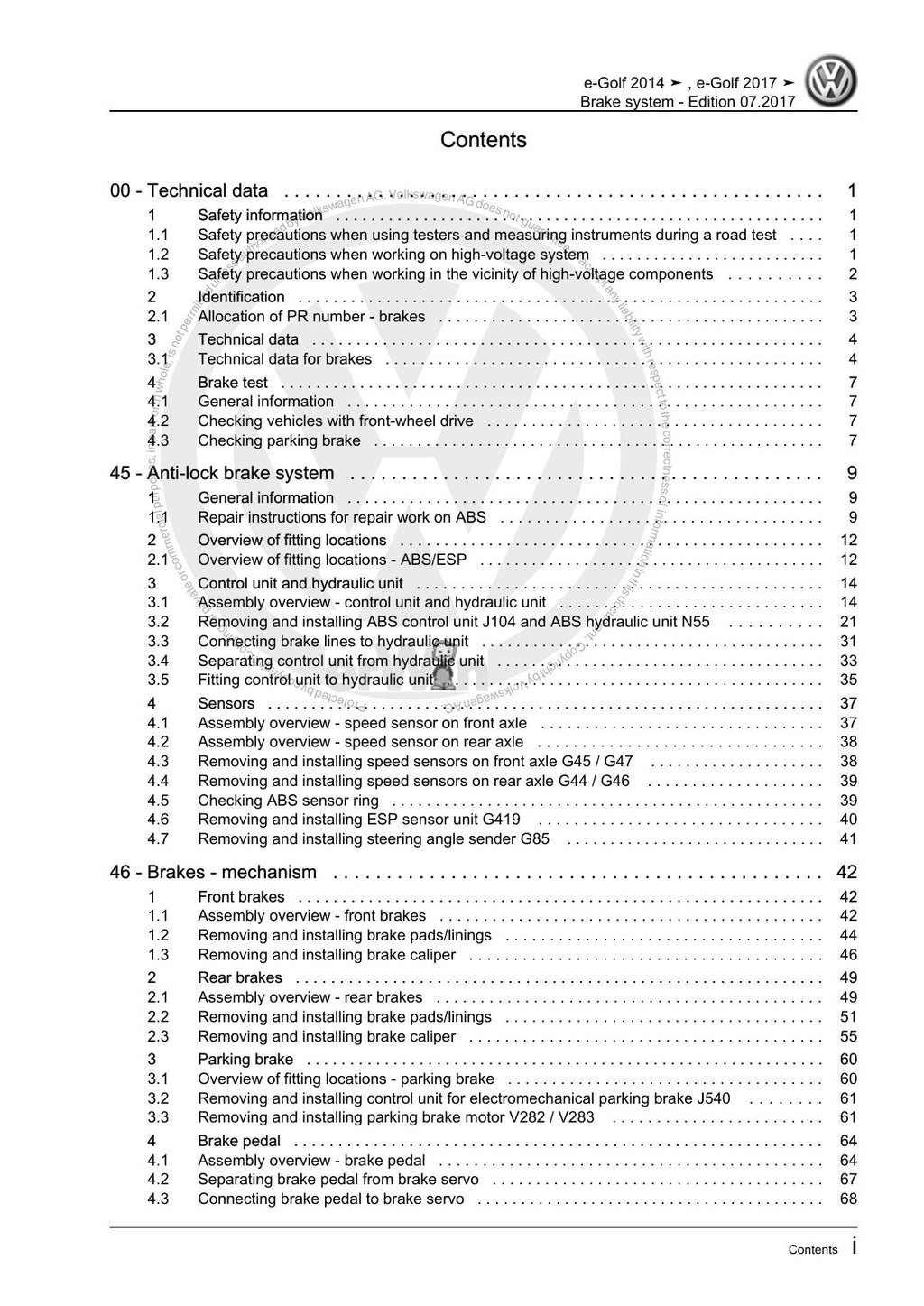 Workshop manual sample — contents/overview (page 3)