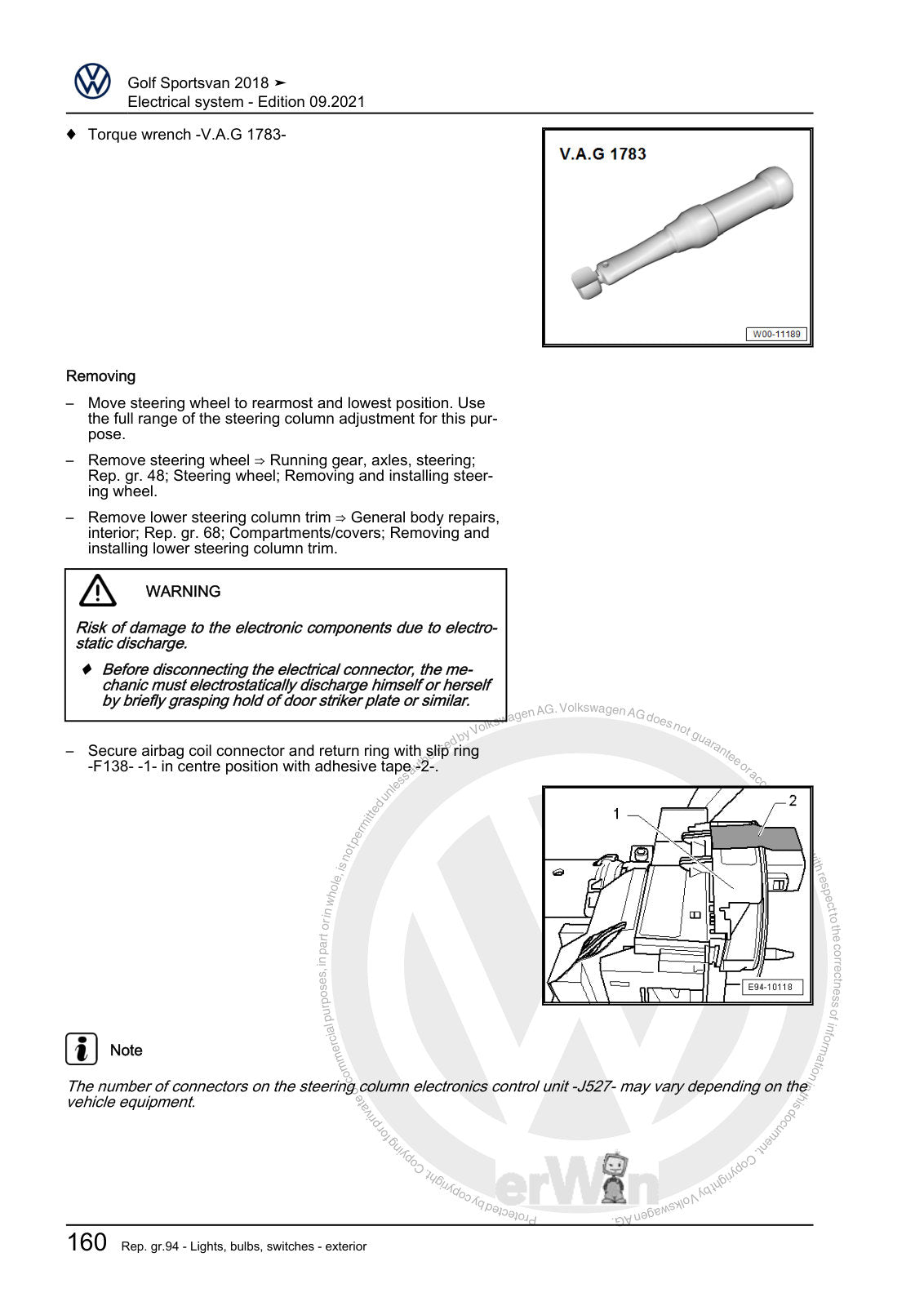 Workshop manual sample — interior (page 168)
