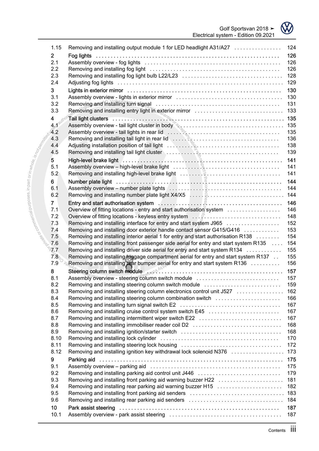 Workshop manual sample — contents/overview (page 5)