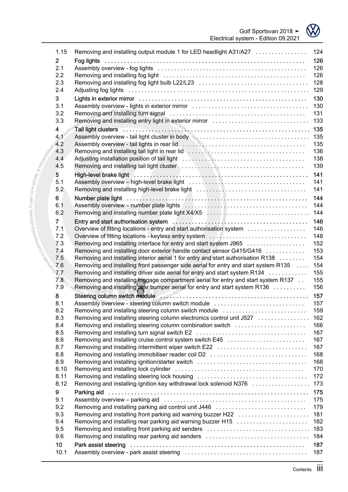 Workshop manual sample — contents/overview (page 5)