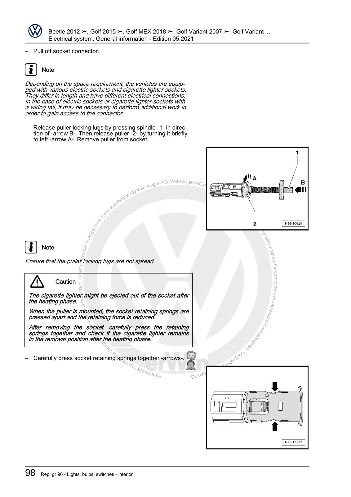 Workshop manual sample — interior (page 102)