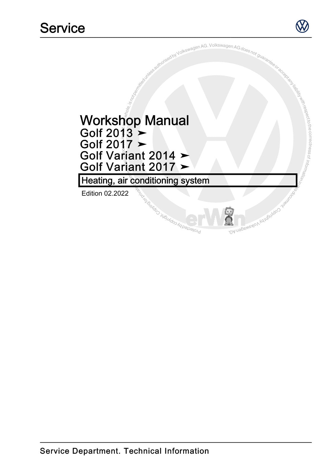 Workshop manual sample — cover (page 1)