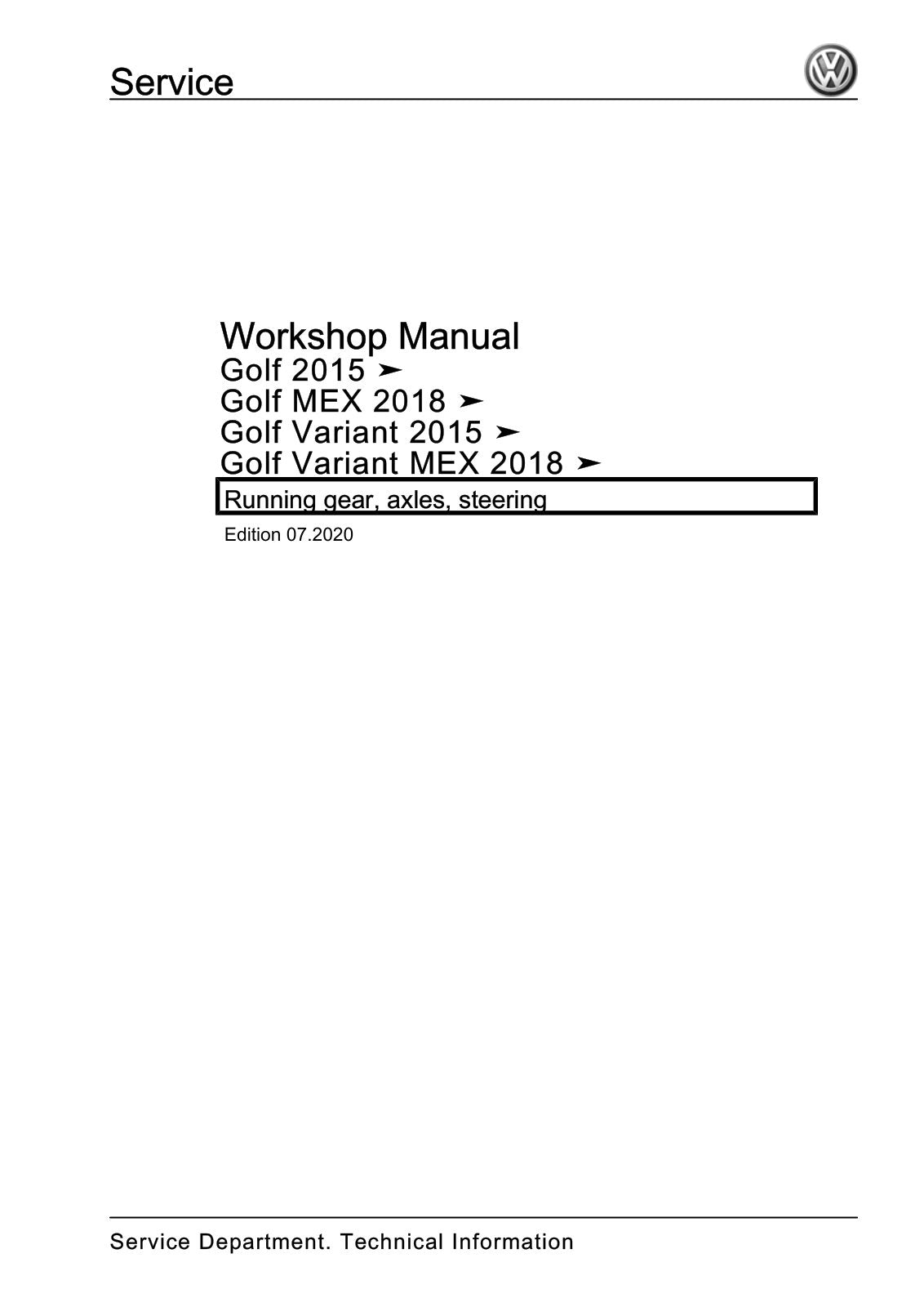 Workshop manual sample — cover (page 1)
