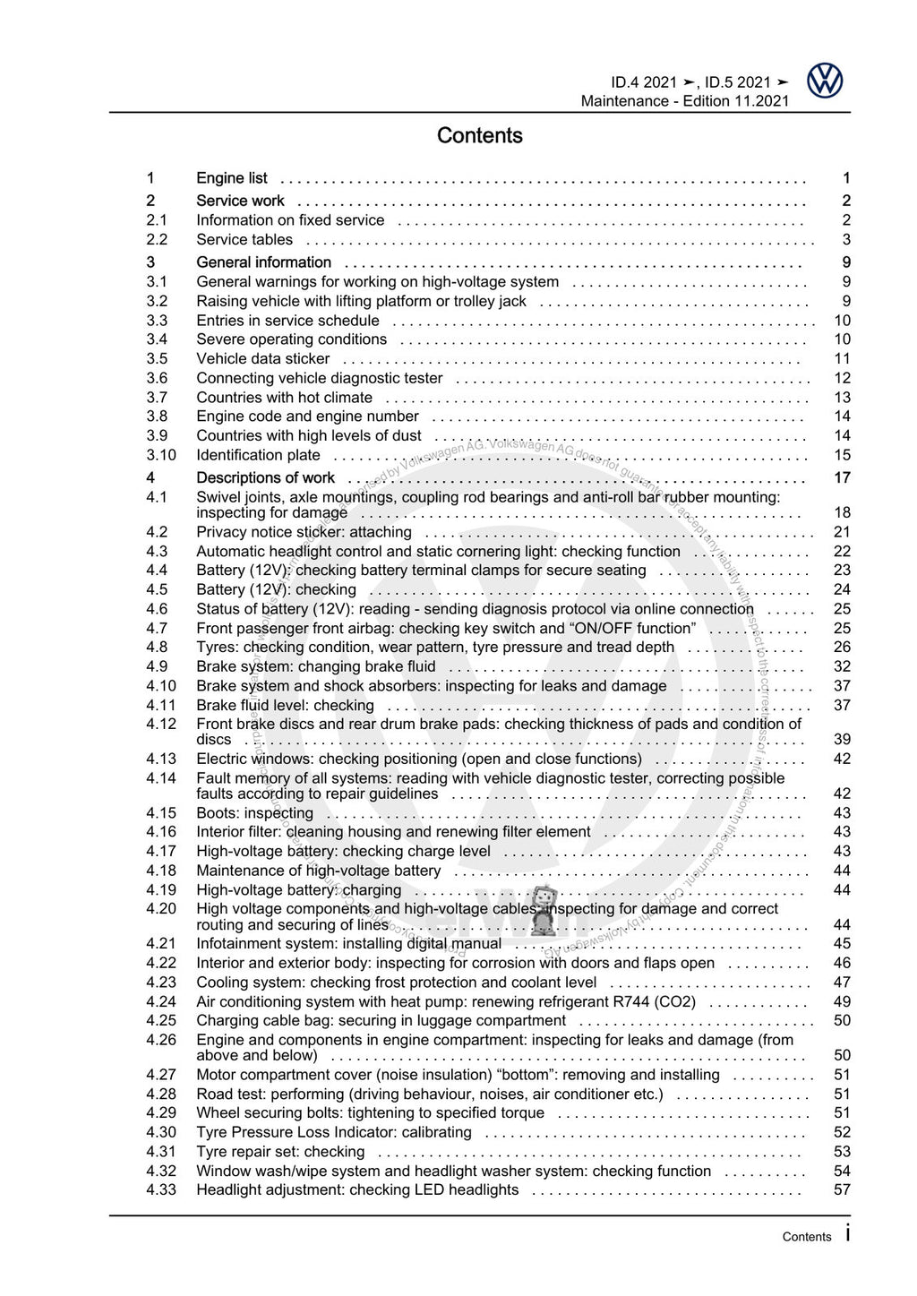 Workshop manual sample — contents/overview (page 3)