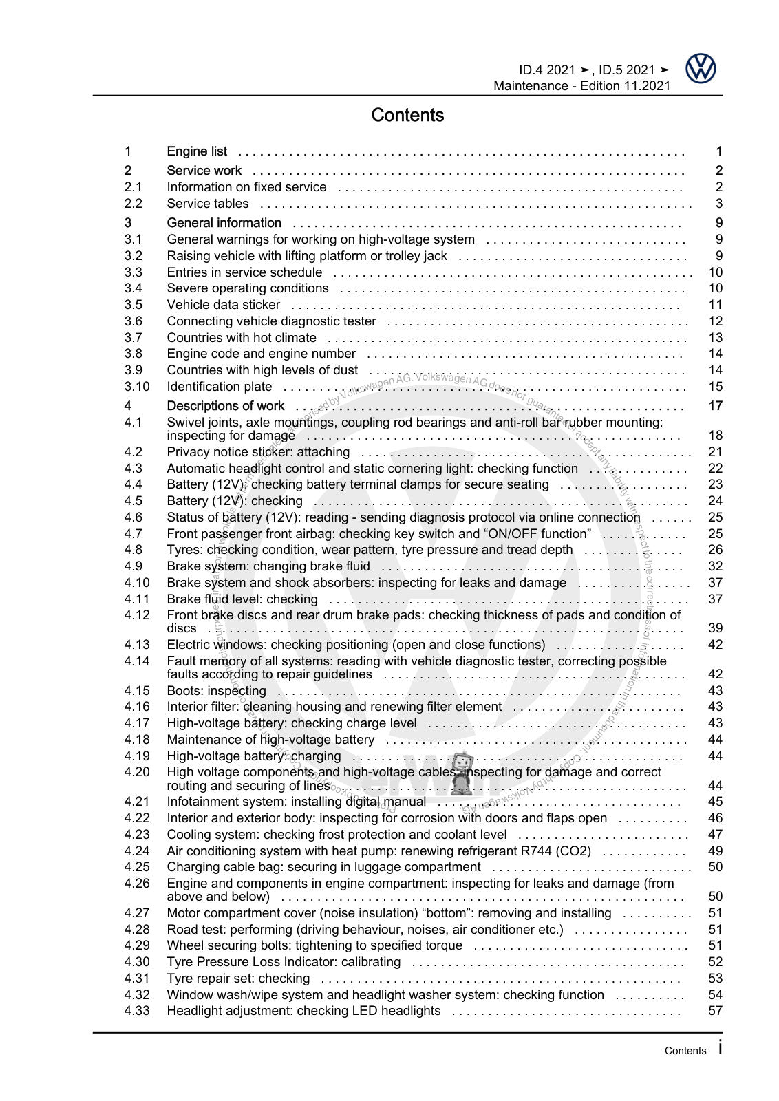 Workshop manual sample — contents/overview (page 3)