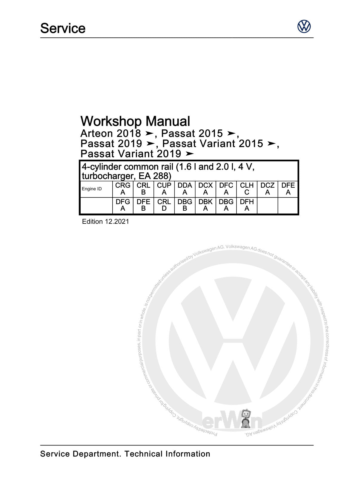 Workshop manual sample — cover (page 1)