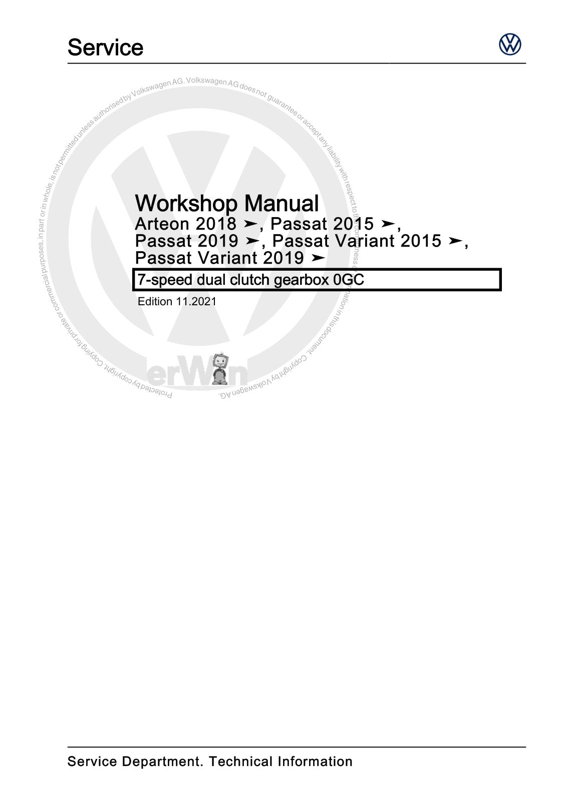 Workshop manual sample — cover (page 1)