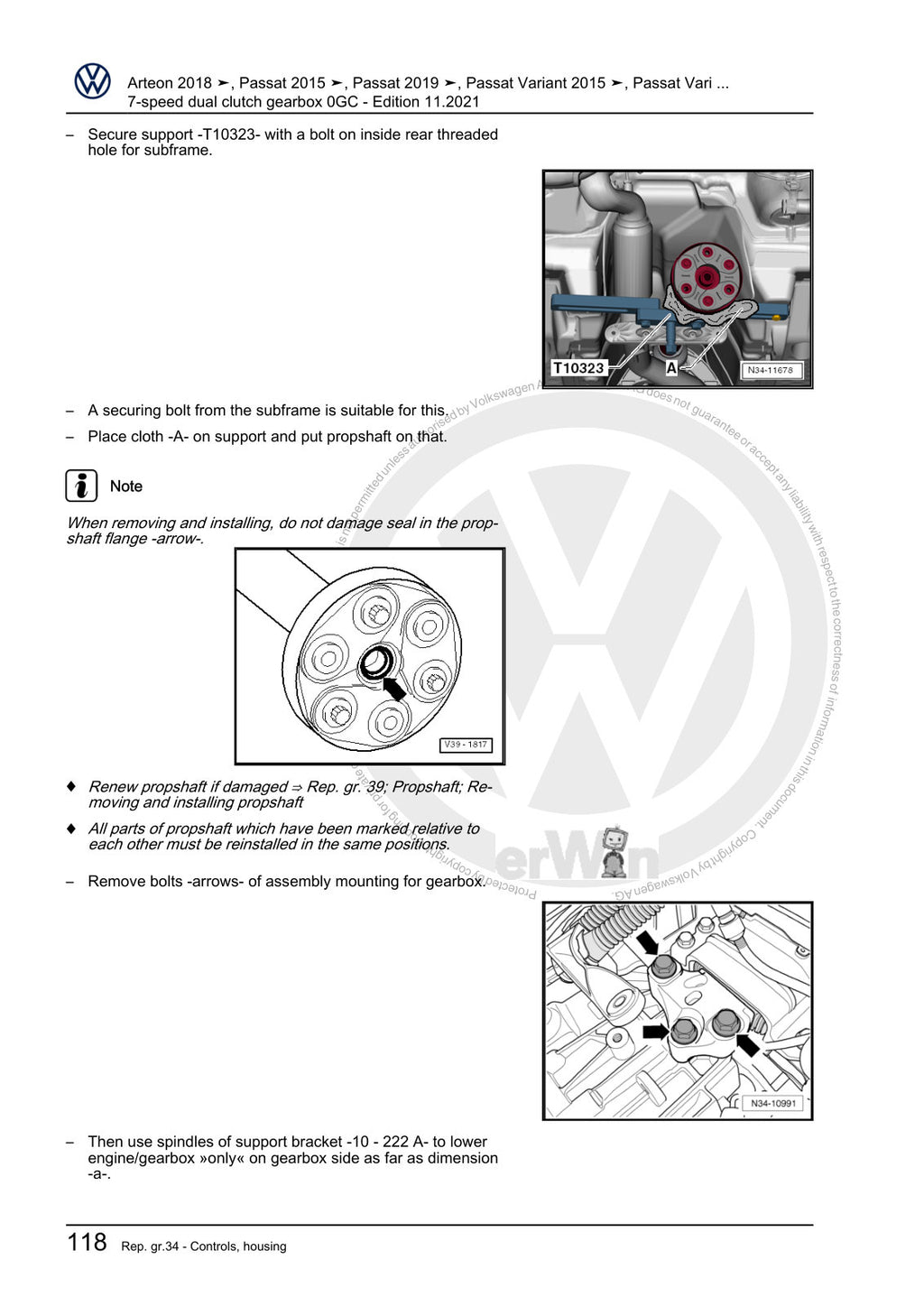 Workshop manual sample — interior (page 122)