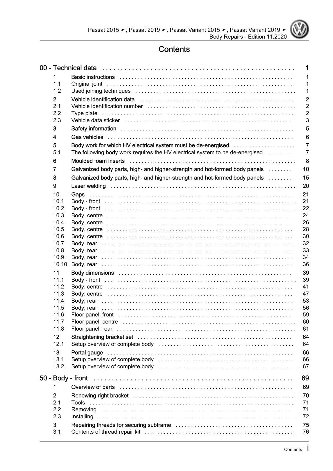 Workshop manual sample — contents/overview (page 3)