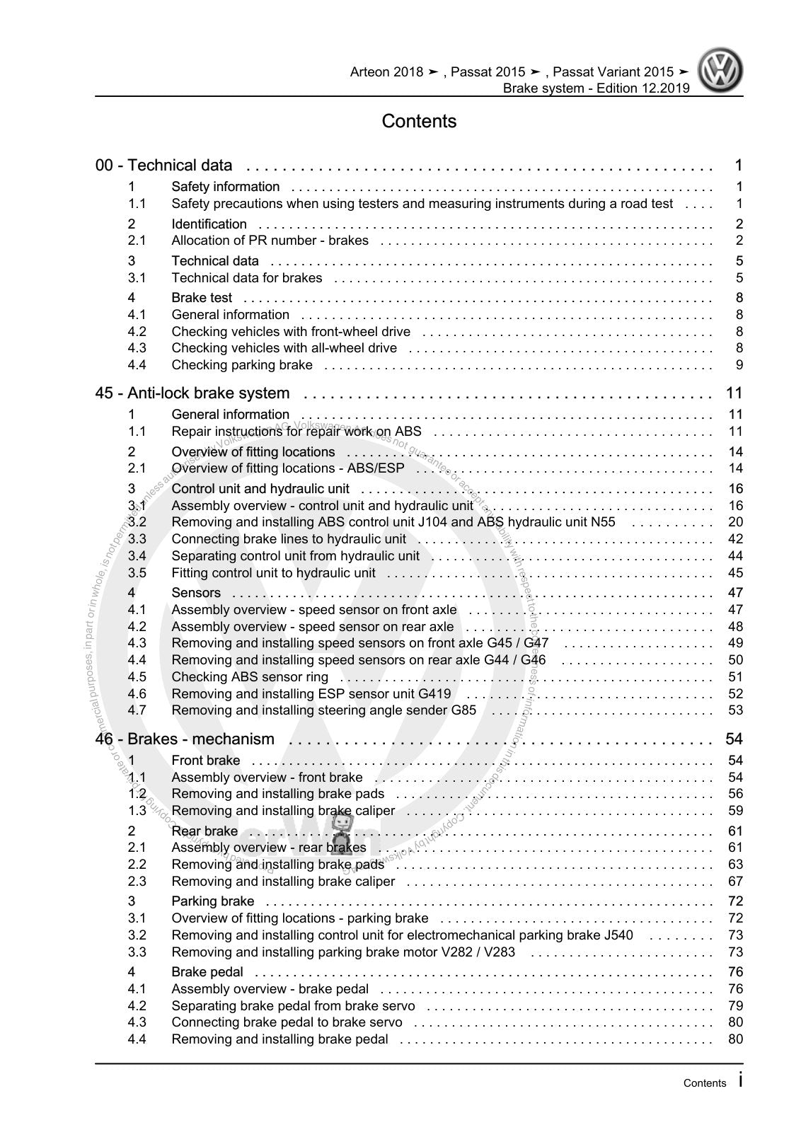 Workshop manual sample — contents/overview (page 3)