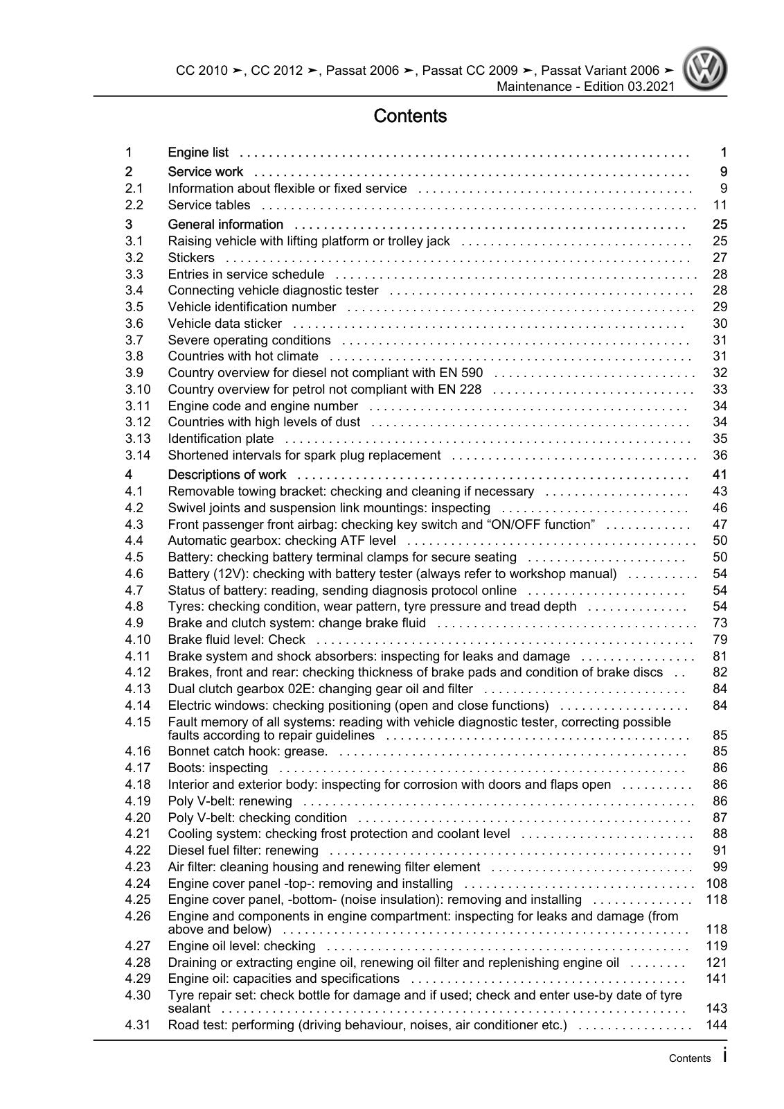 Workshop manual sample — contents/overview (page 3)
