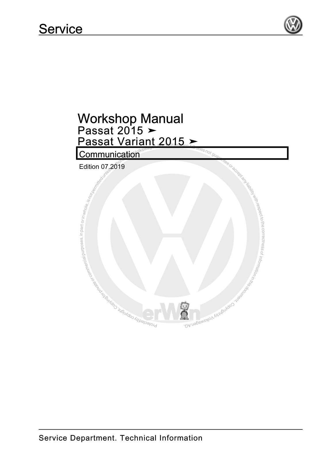 Workshop manual sample — cover (page 1)