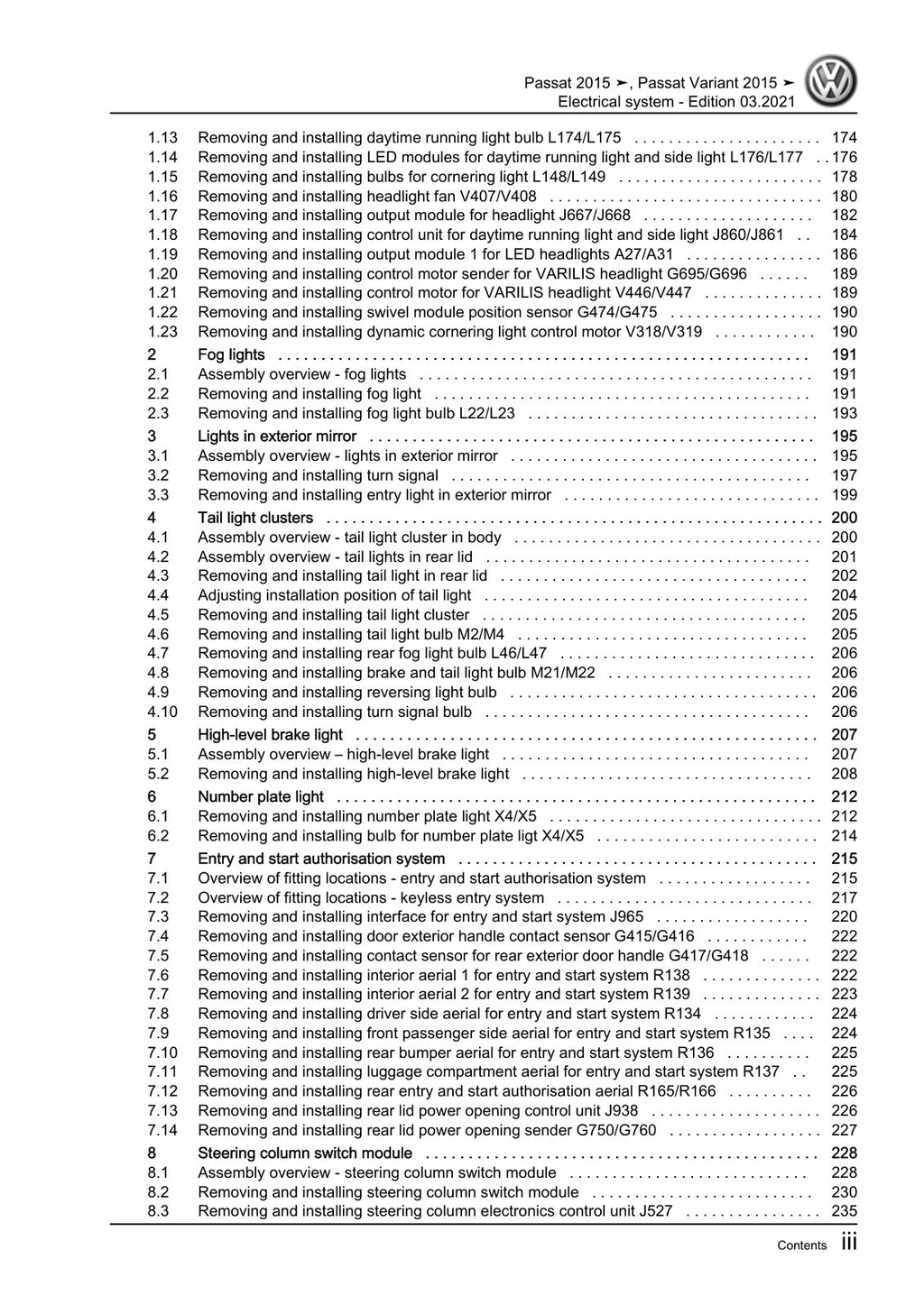 Workshop manual sample — contents/overview (page 5)