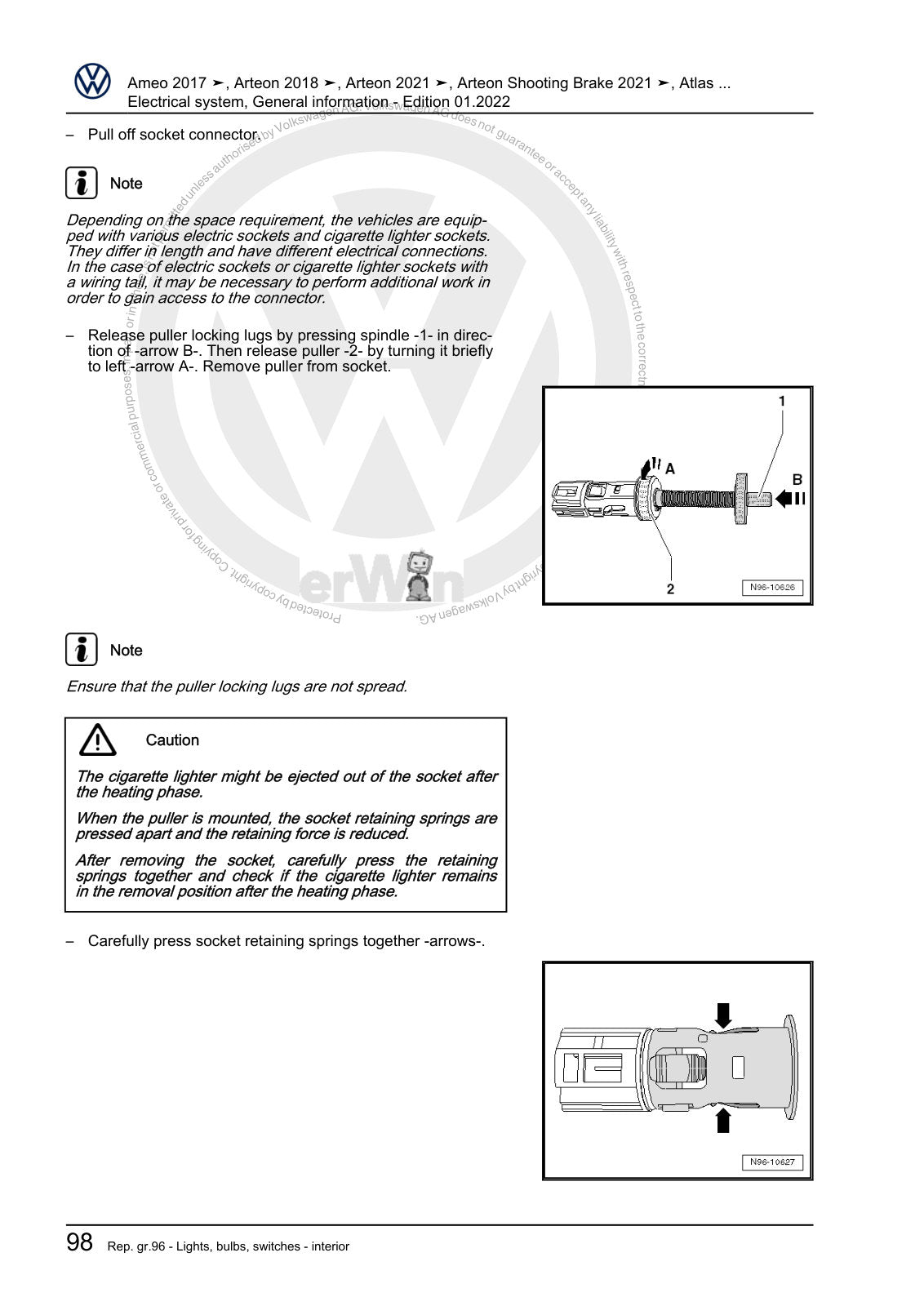 Workshop manual sample — interior (page 104)