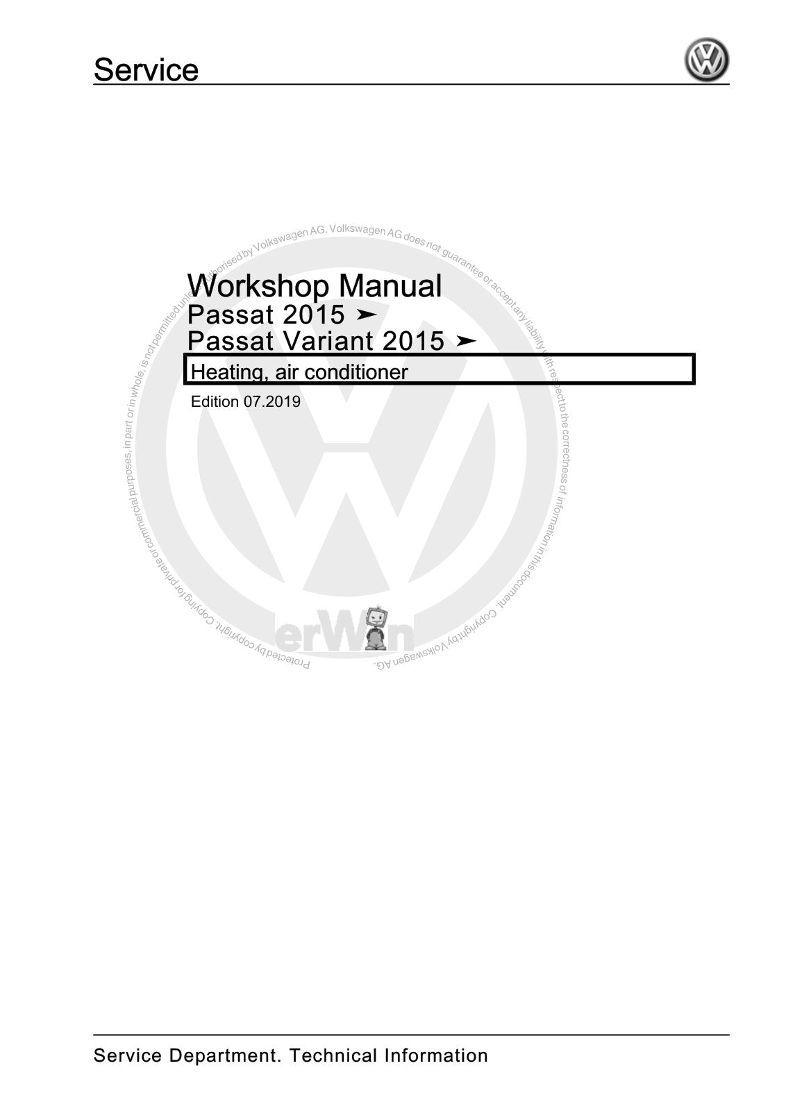 Workshop manual sample — cover (page 1)