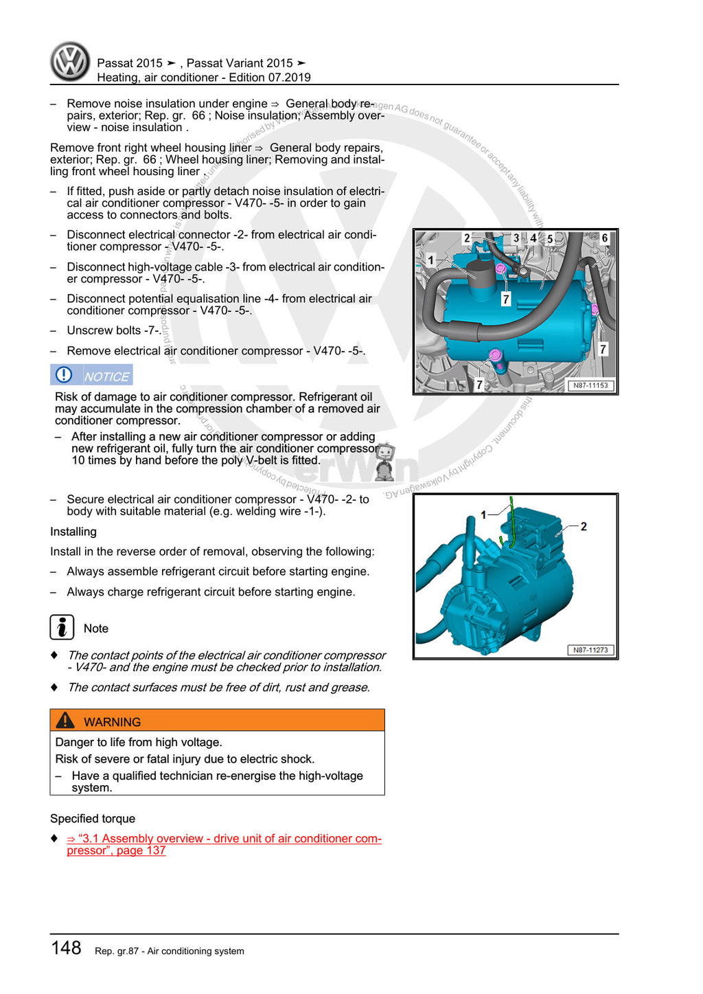Workshop manual sample — interior (page 154)