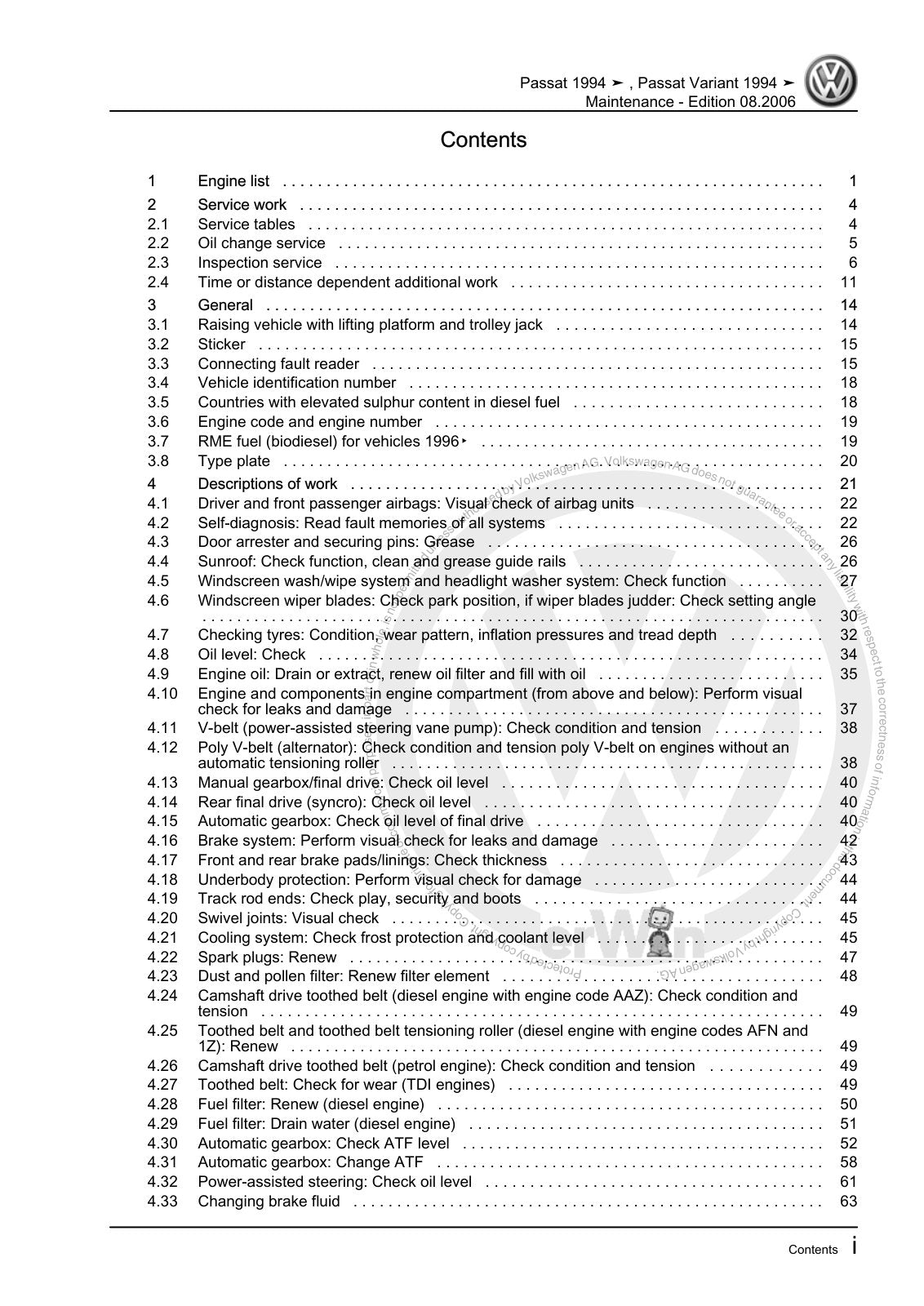 Workshop manual sample — contents/overview (page 3)