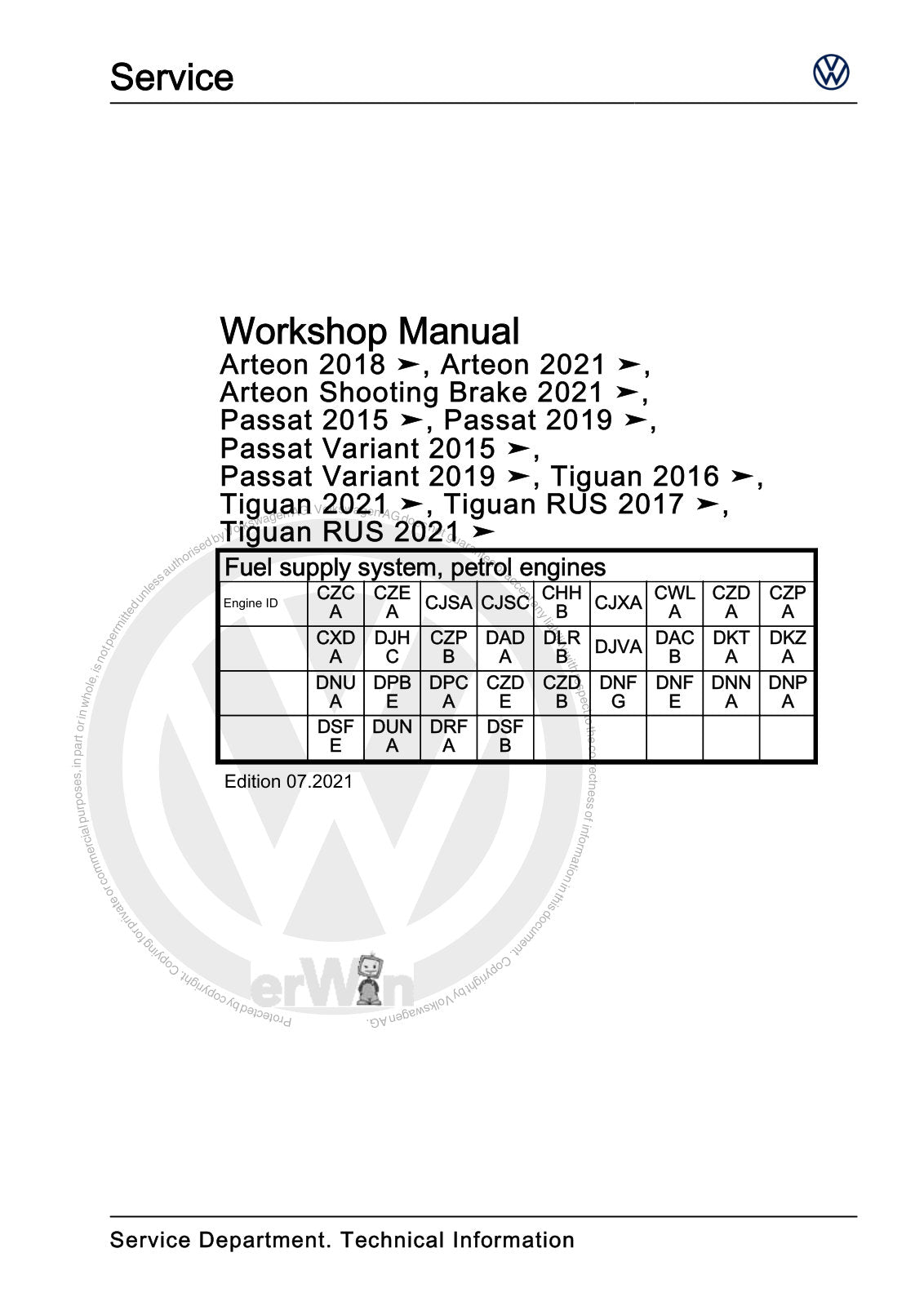 Workshop manual sample — cover (page 1)