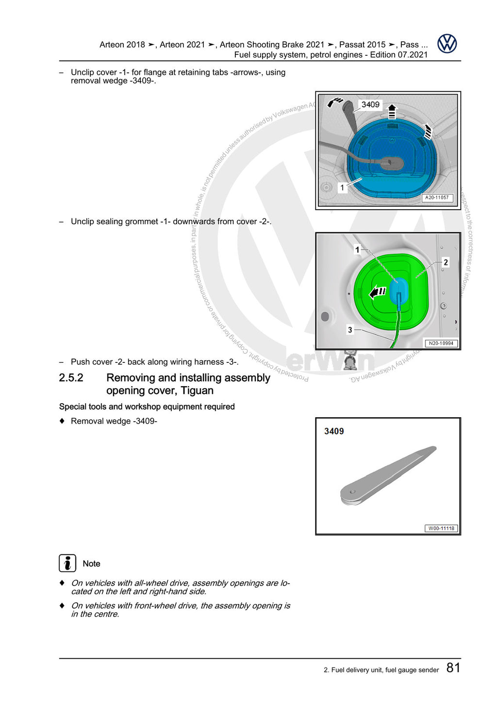 Workshop manual sample — interior (page 85)