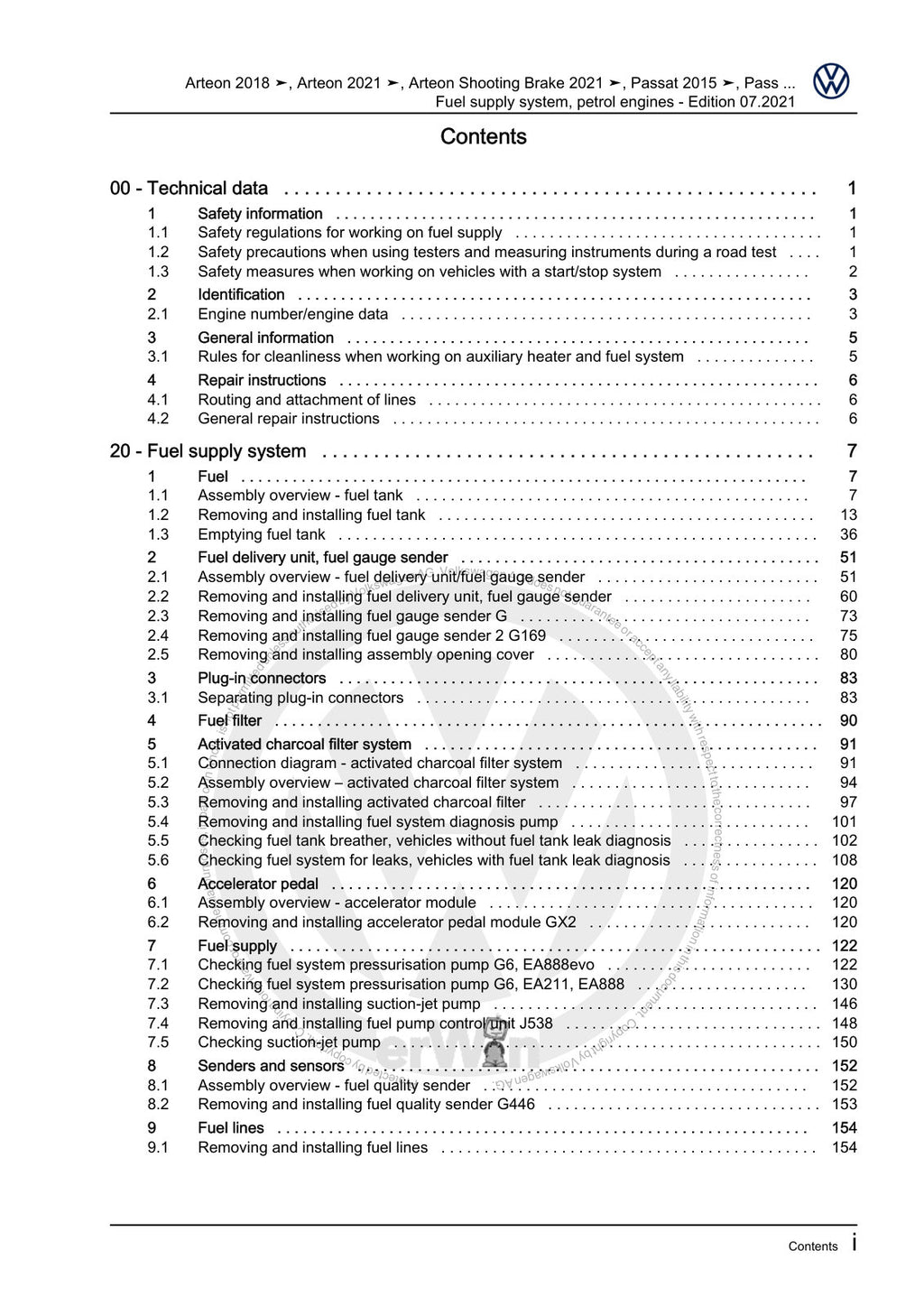 Workshop manual sample — contents/overview (page 3)