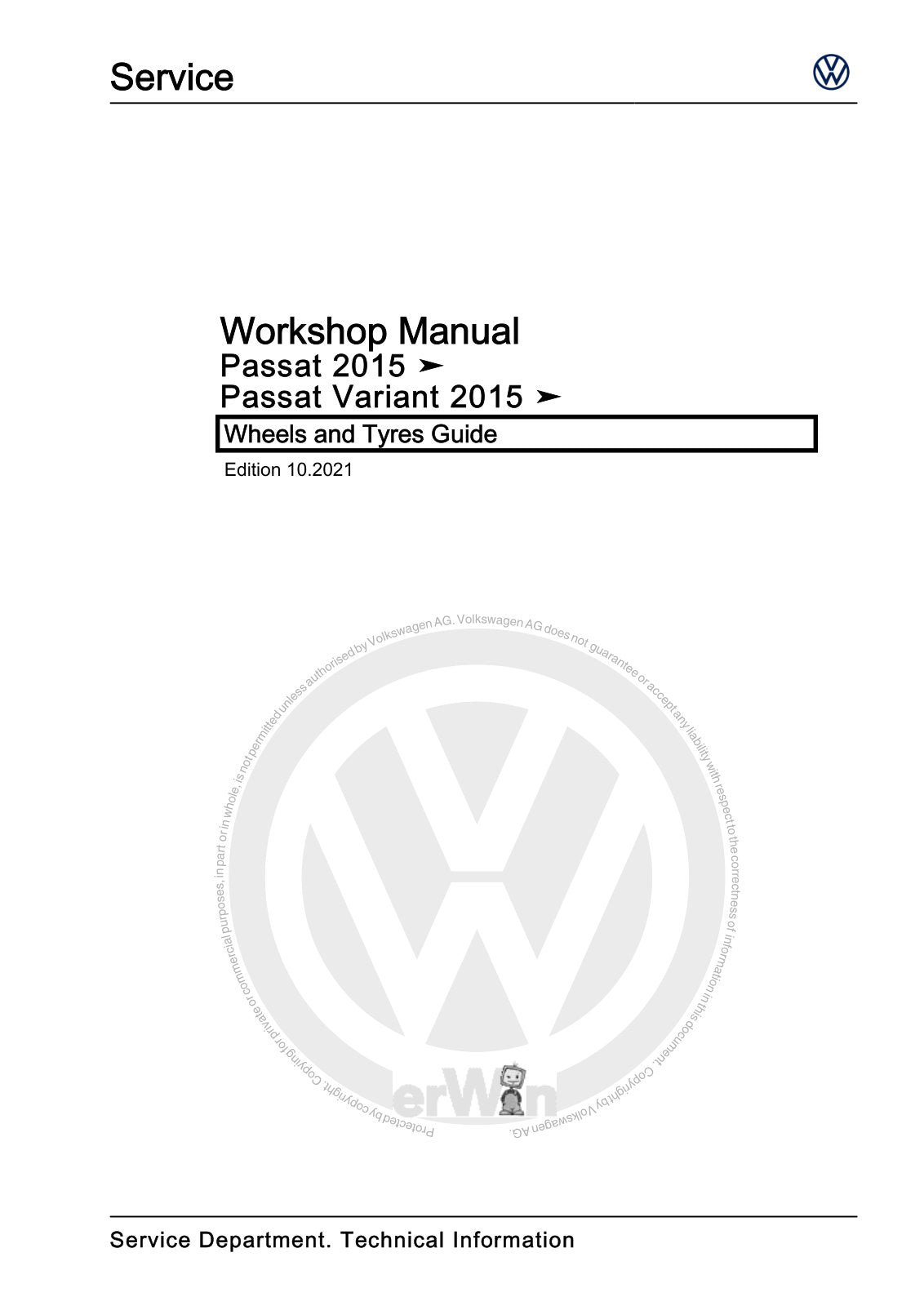 Workshop manual sample — cover (page 1)
