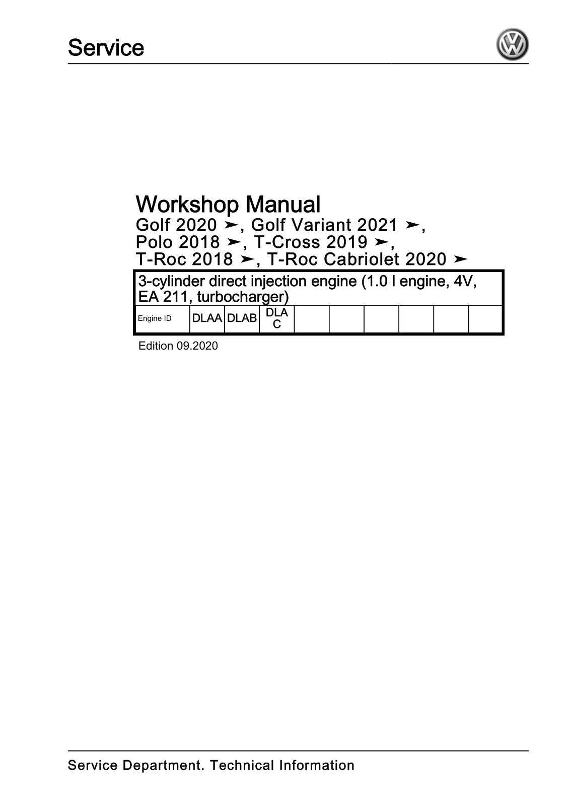 Workshop manual sample — cover (page 1)