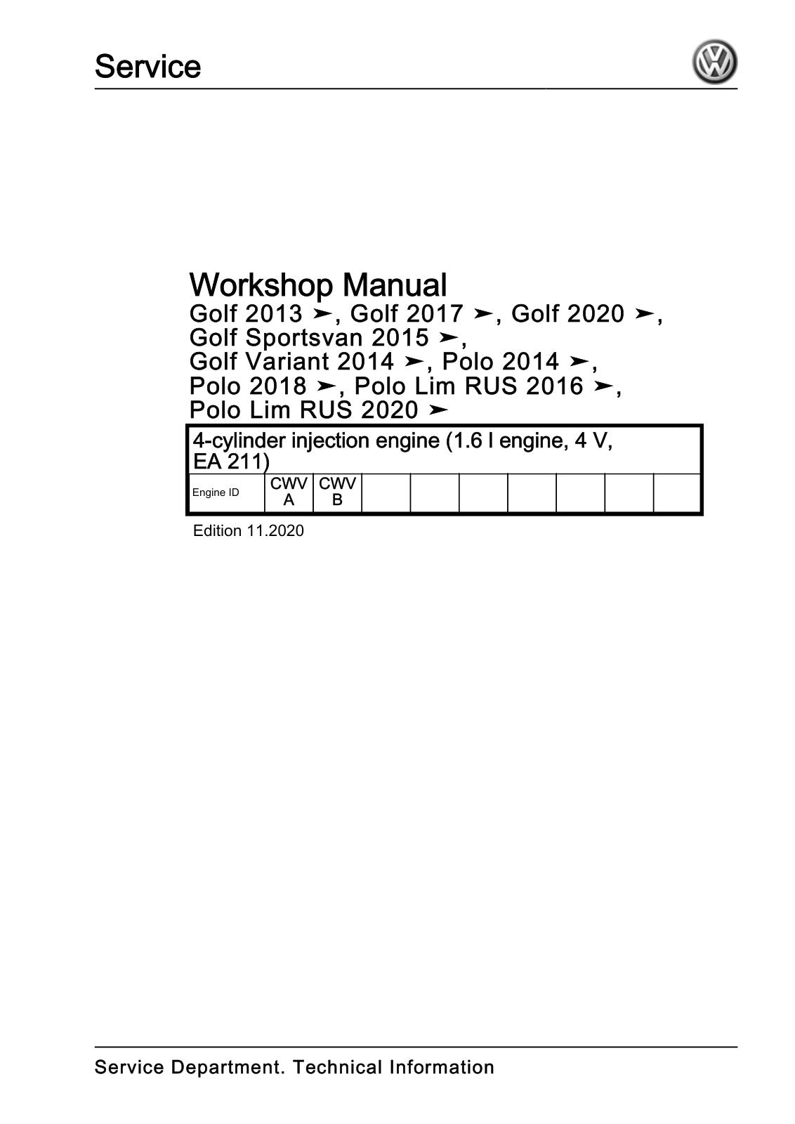 Workshop manual sample — cover (page 1)