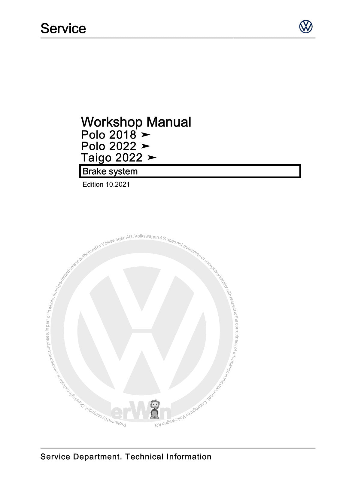 Workshop manual sample — cover (page 1)
