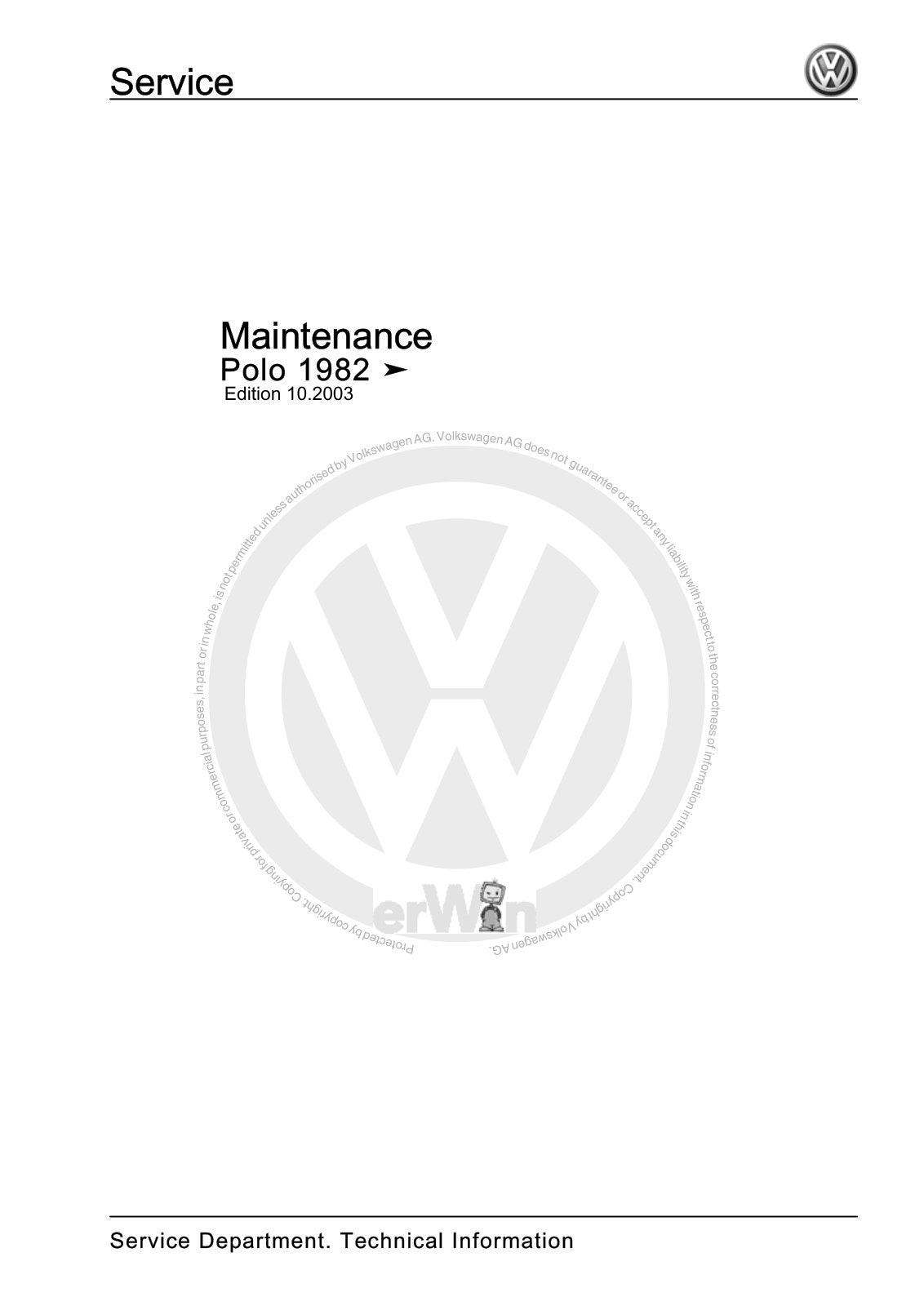 Workshop manual sample — cover (page 1)
