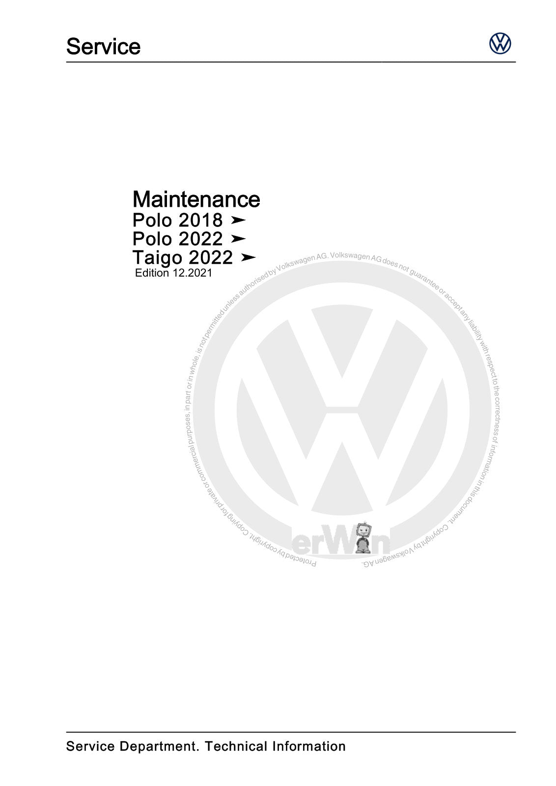 Workshop manual sample — cover (page 1)