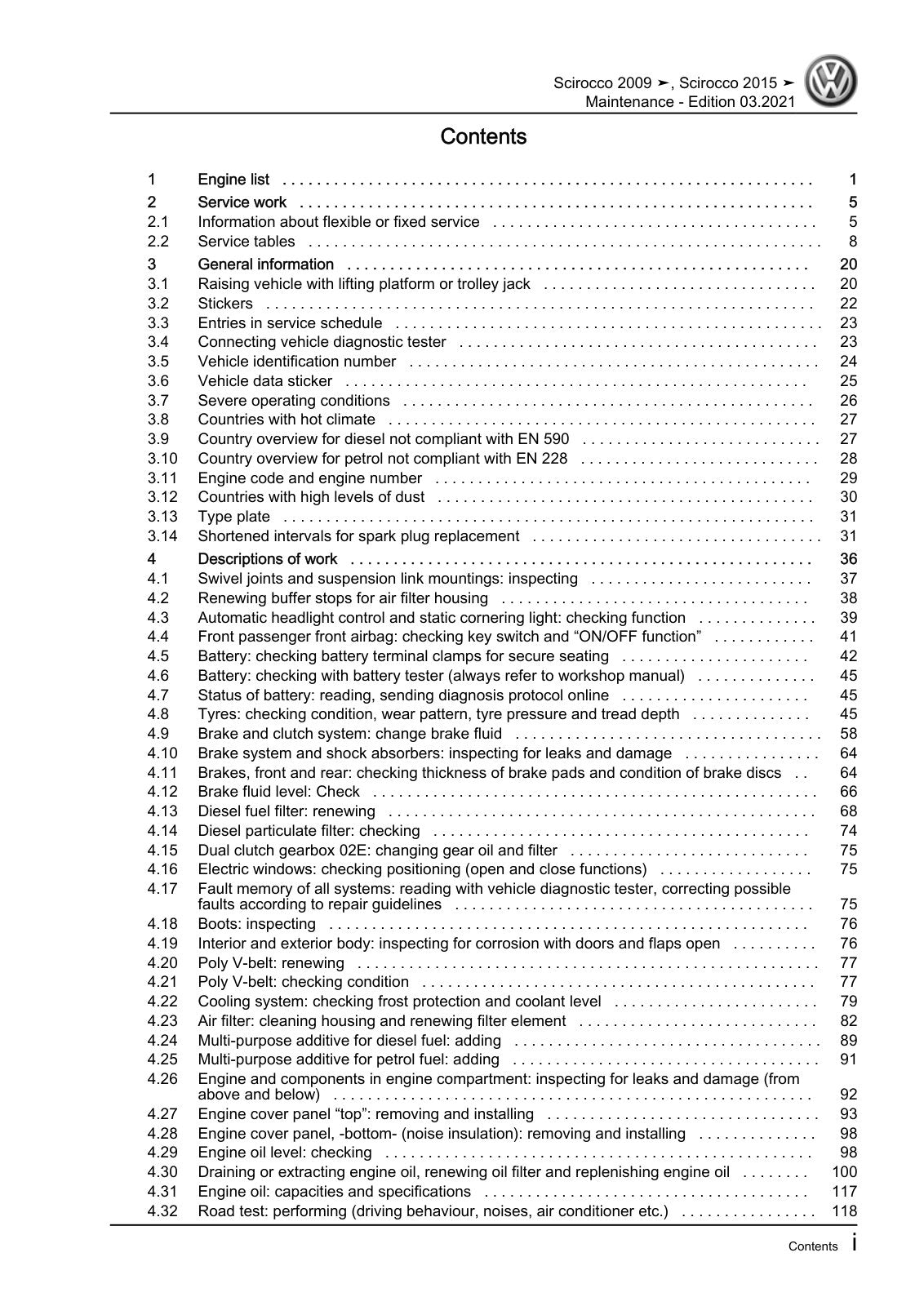 Workshop manual sample — contents/overview (page 3)