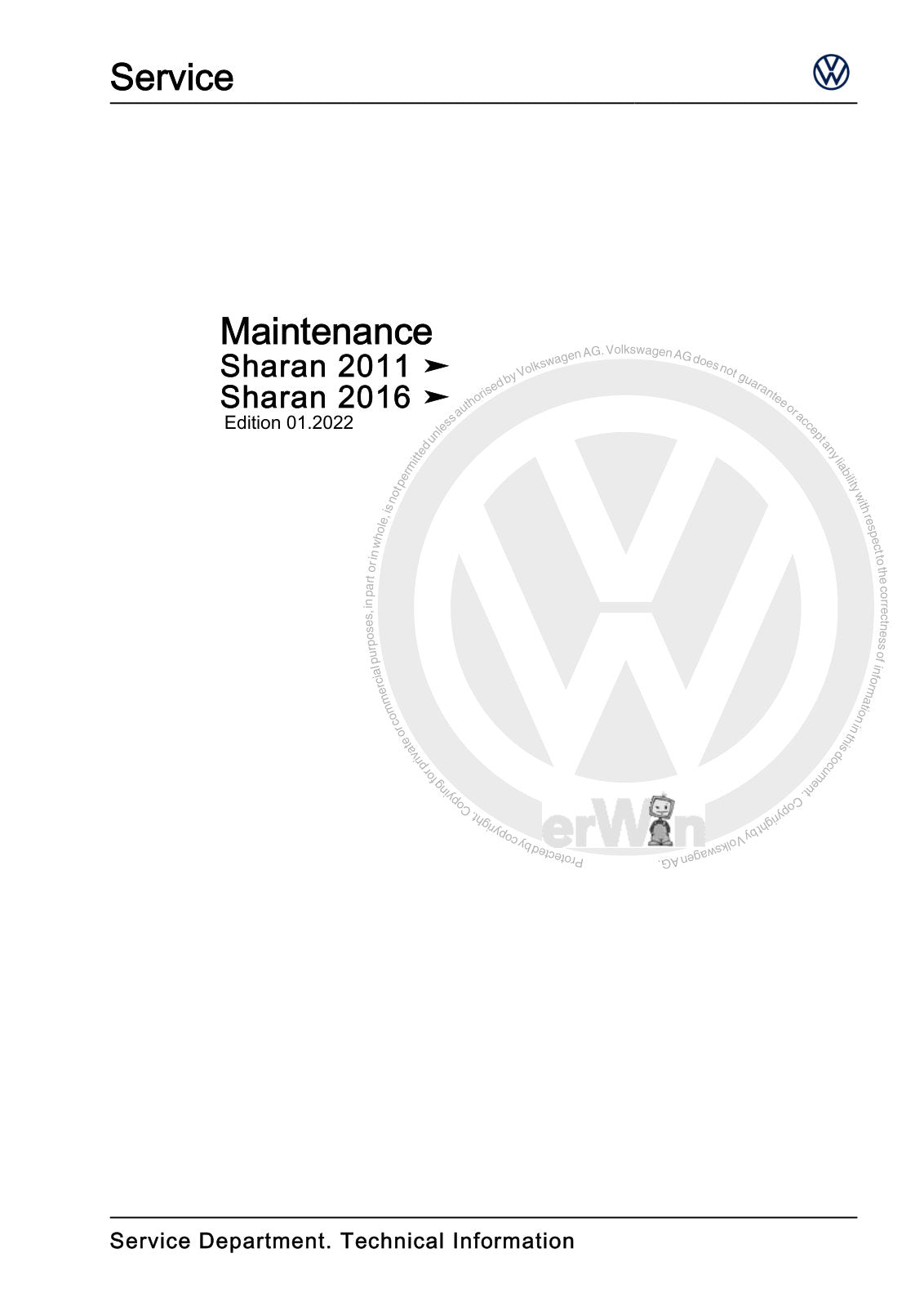 Workshop manual sample — cover (page 1)