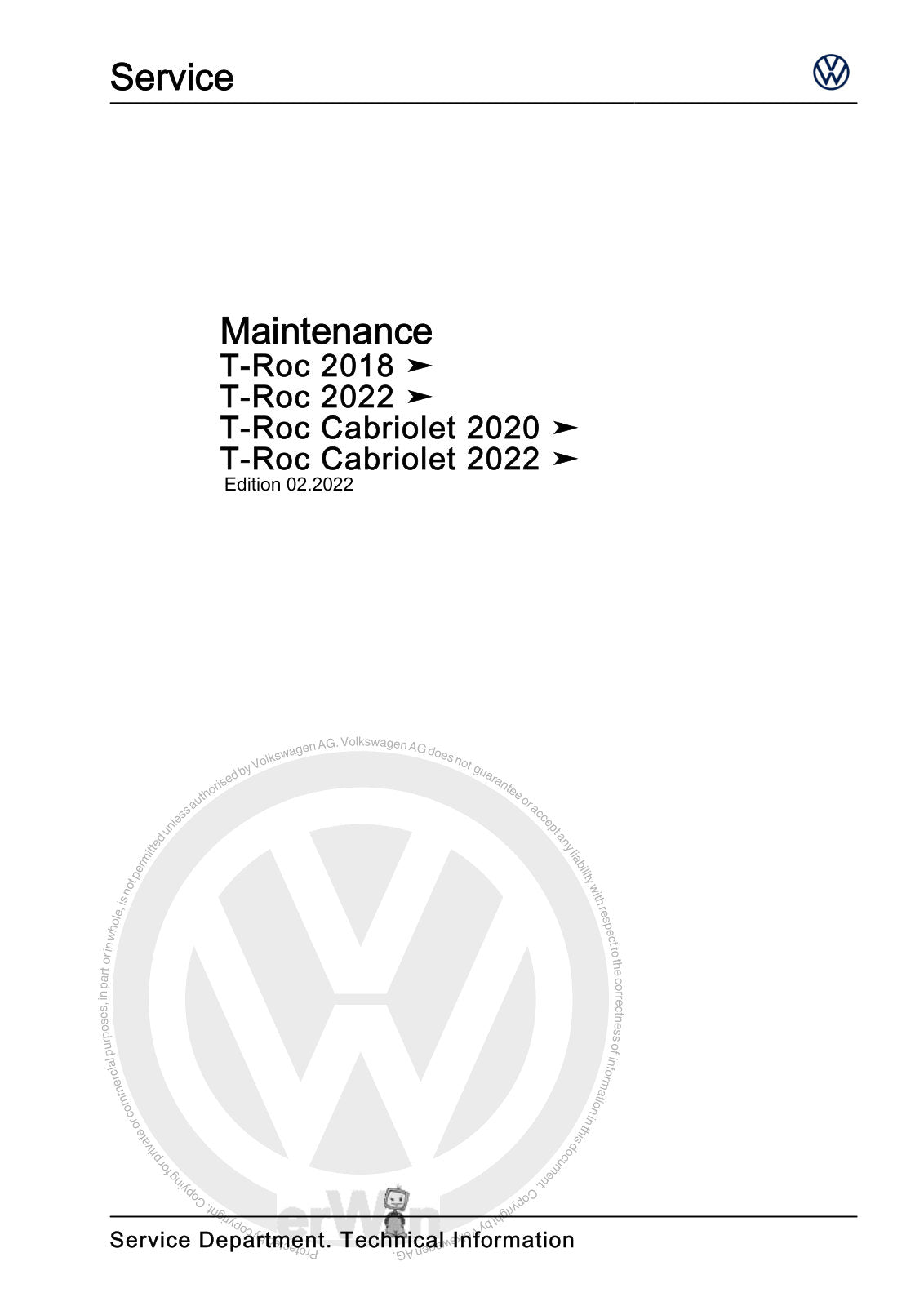 Workshop manual sample — cover (page 1)