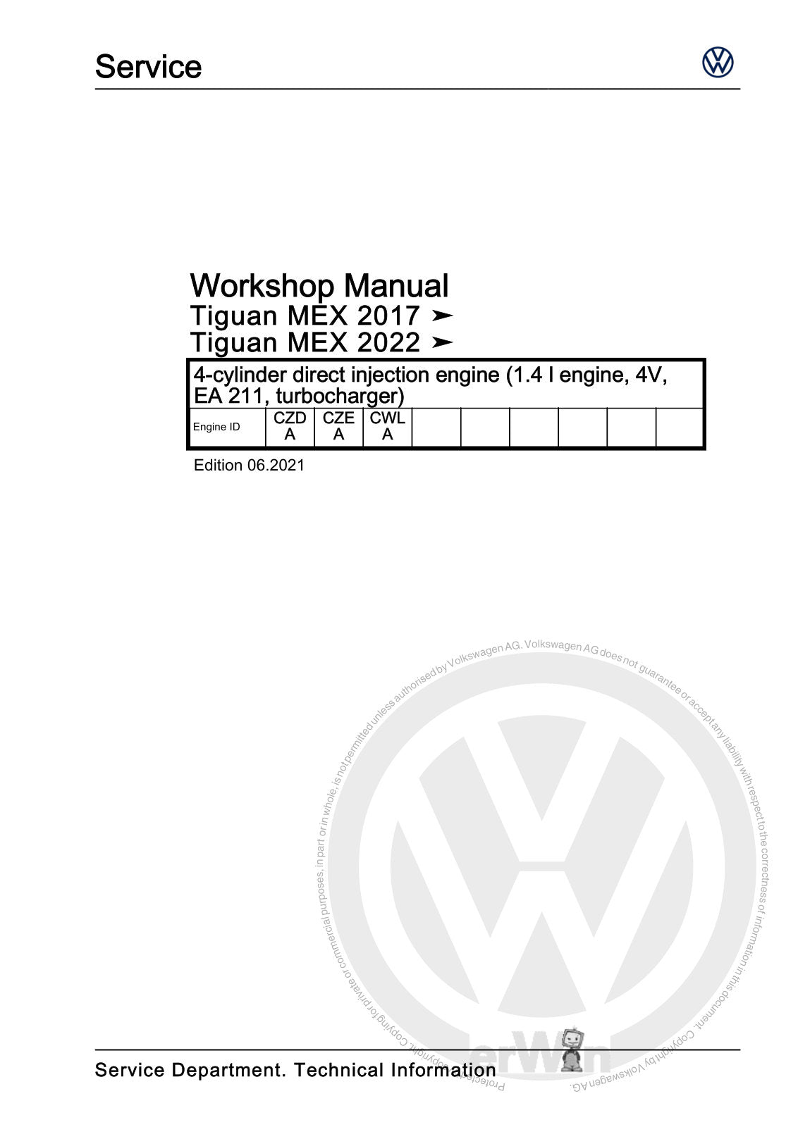 Workshop manual sample — cover (page 1)