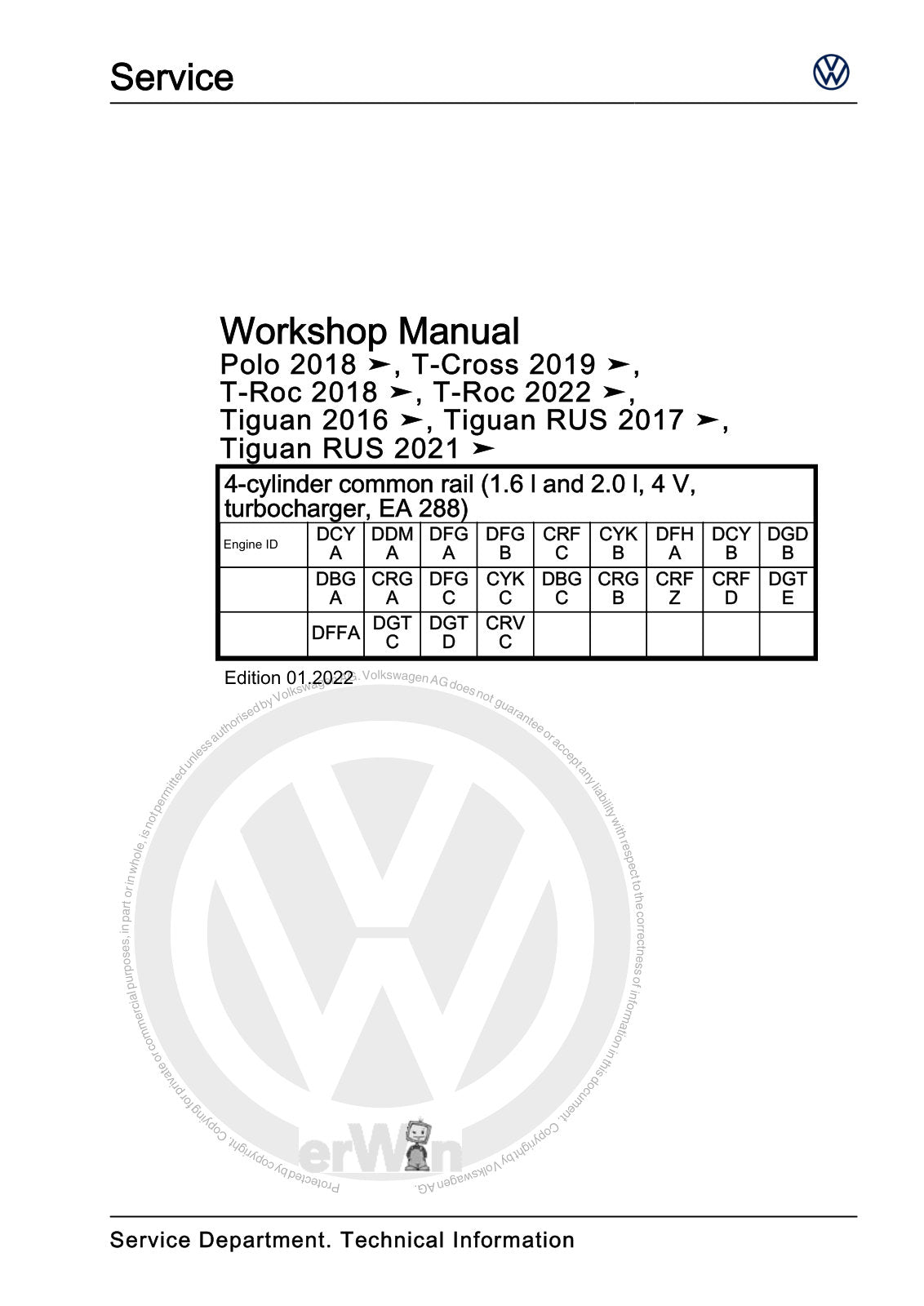 Workshop manual sample — cover (page 1)