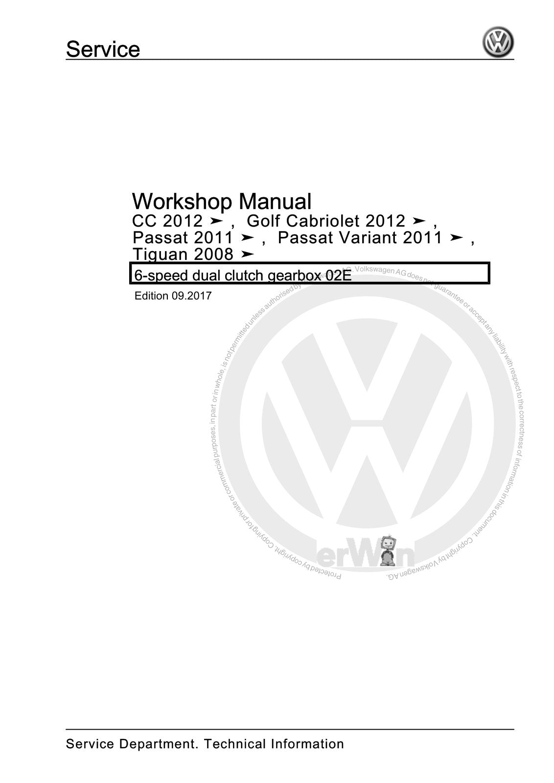 Workshop manual sample — cover (page 1)