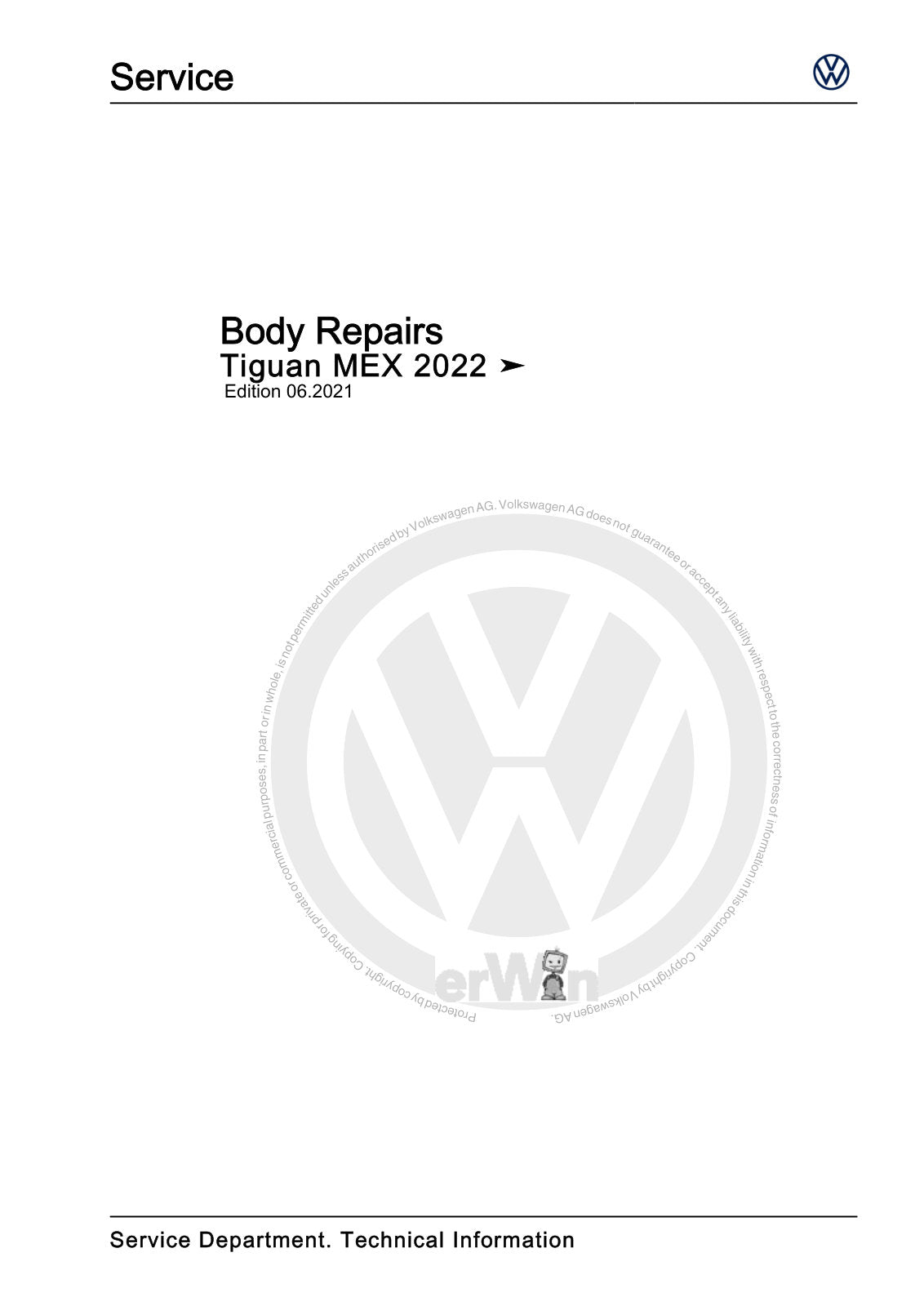 Workshop manual sample — cover (page 1)