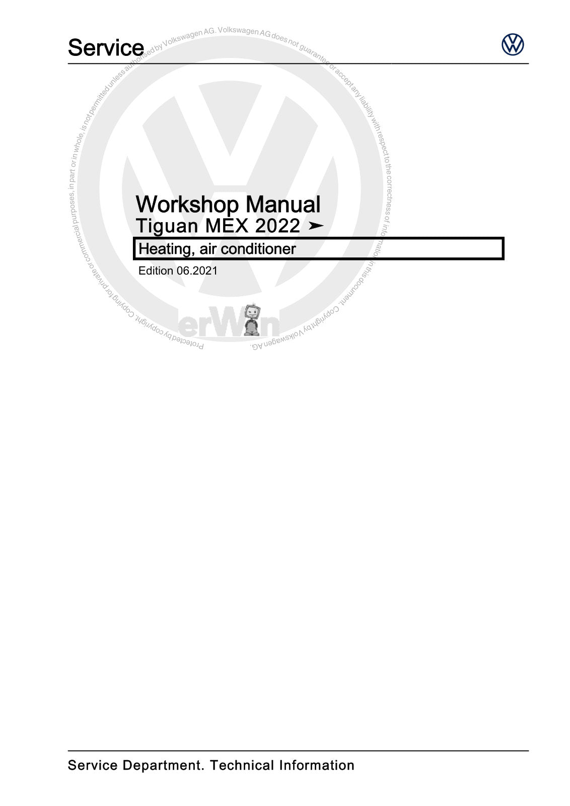 Workshop manual sample — cover (page 1)