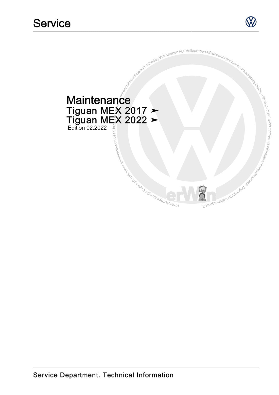 Workshop manual sample — cover (page 1)