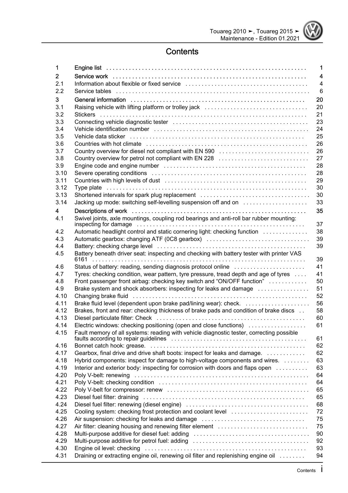 Workshop manual sample — contents/overview (page 3)