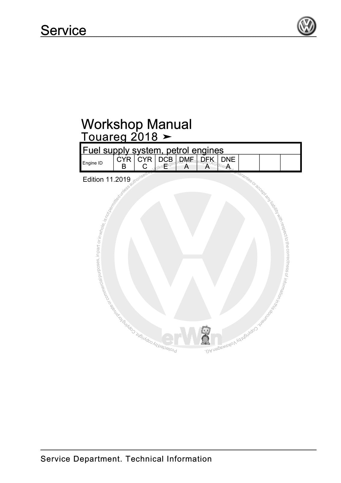 Workshop manual sample — cover (page 1)