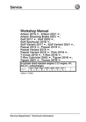 Workshop manual sample — cover (page 1)