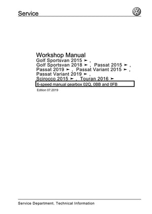 Workshop manual sample — cover (page 1)
