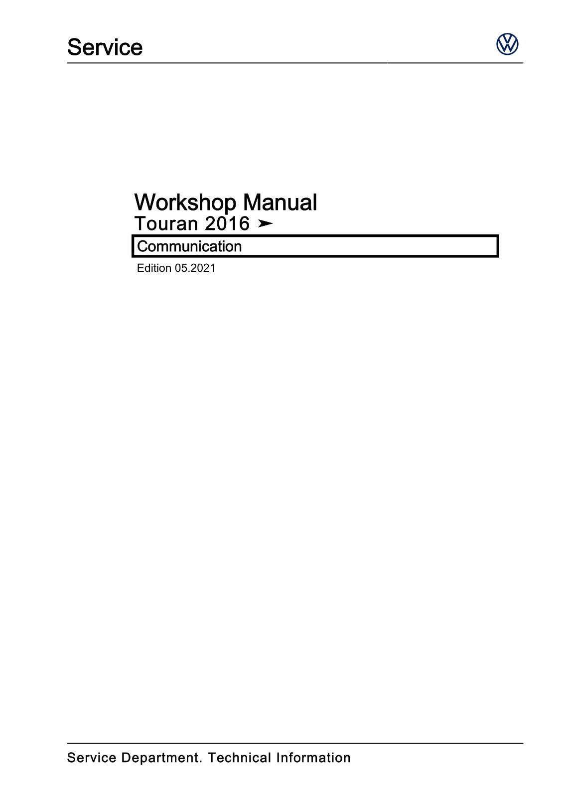 Workshop manual sample — cover (page 1)