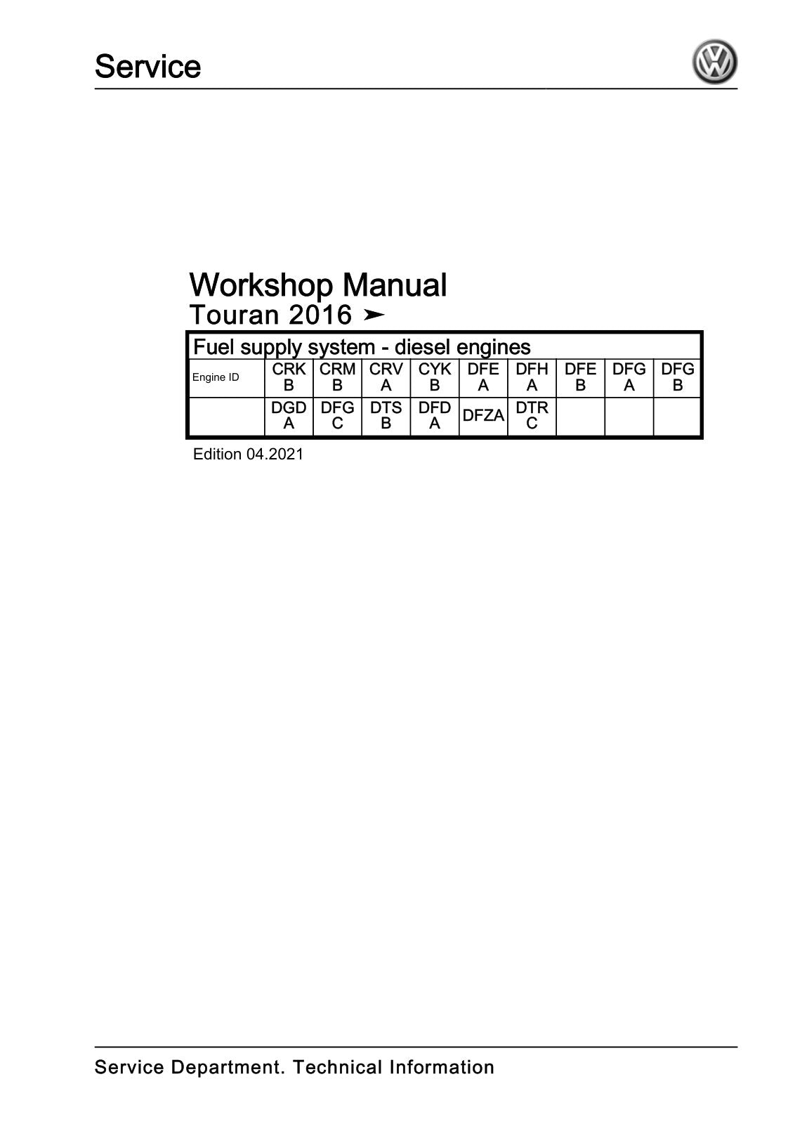 Workshop manual sample — cover (page 1)